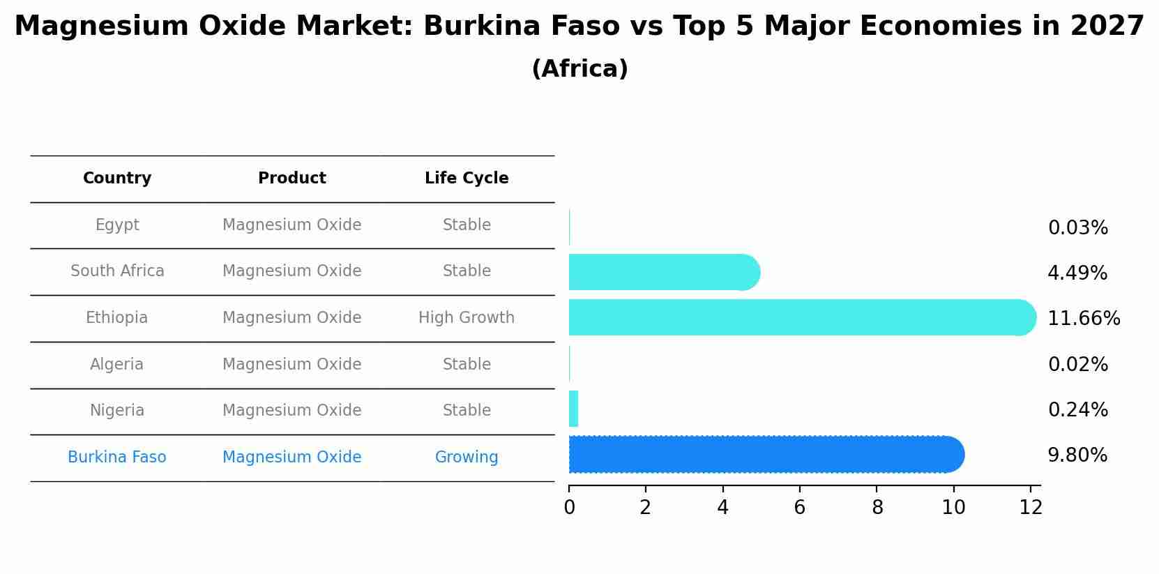 Magnesium Oxide Market: Burkina Faso vs Top 5 Major Economies in 2027 (Africa)