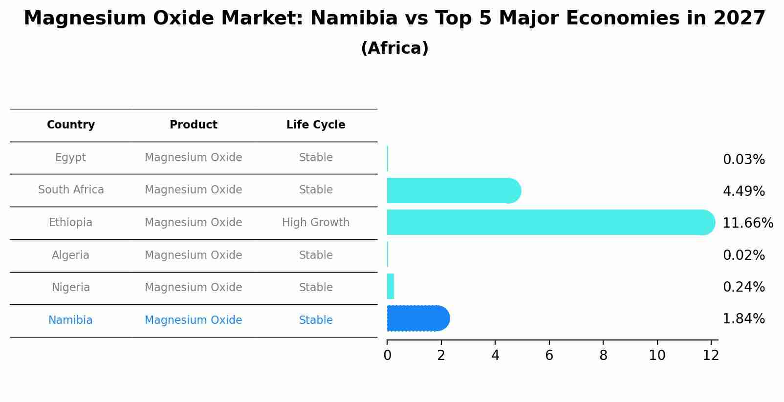 Magnesium Oxide Market: Namibia vs Top 5 Major Economies in 2027 (Africa)