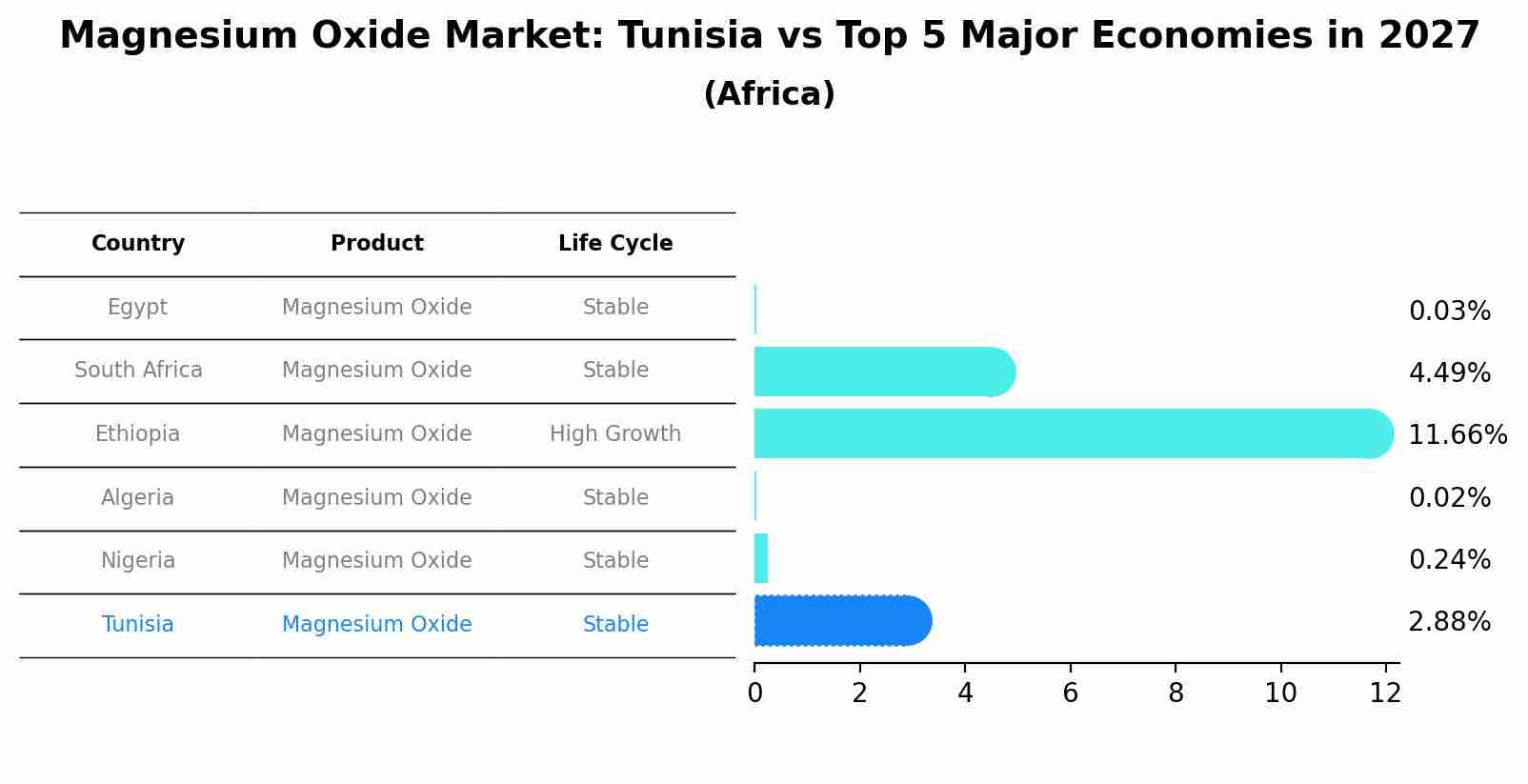 Magnesium Oxide Market: Tunisia vs Top 5 Major Economies in 2027 (Africa)