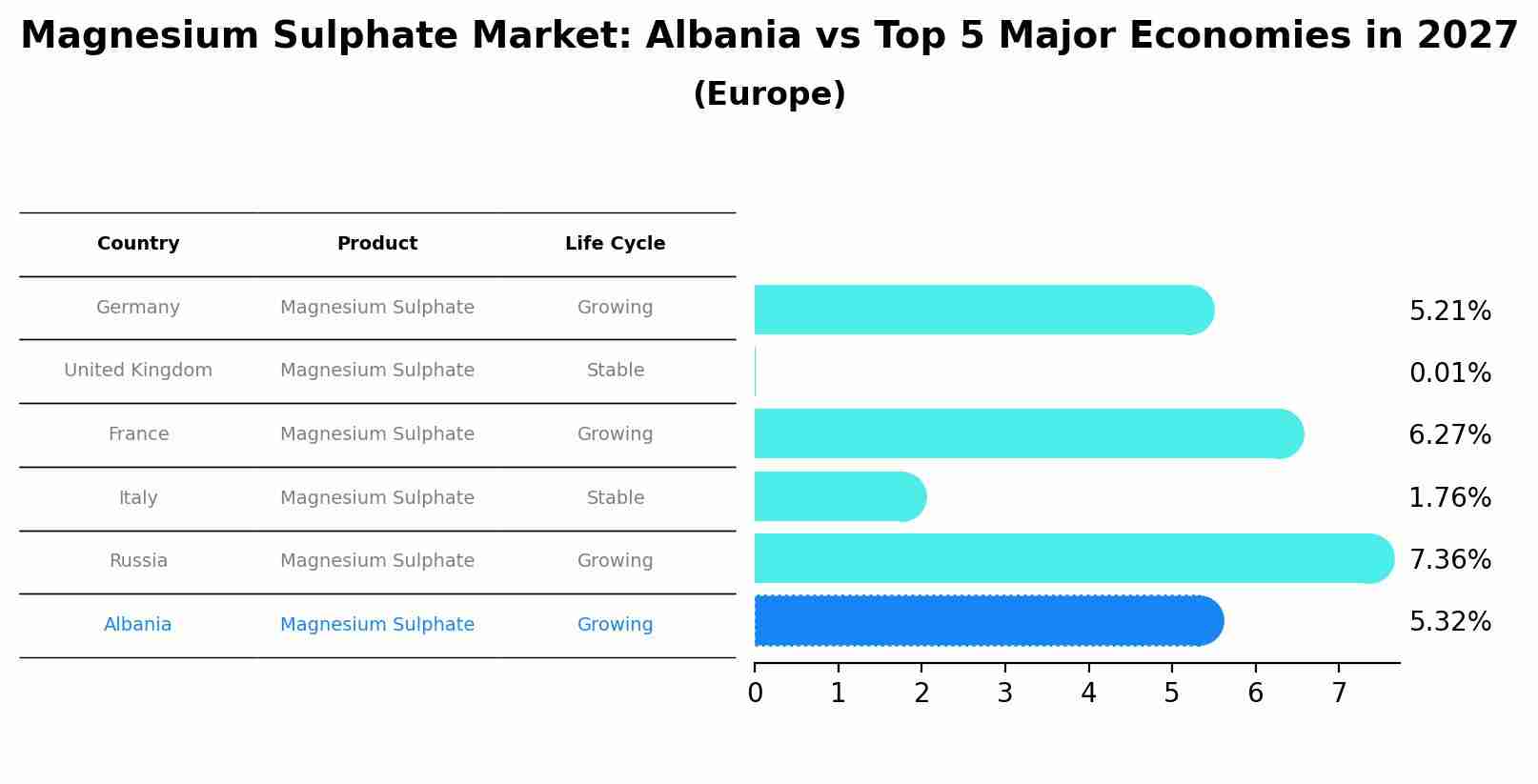 Magnesium Sulphate Market: Albania vs Top 5 Major Economies in 2027 (Europe)