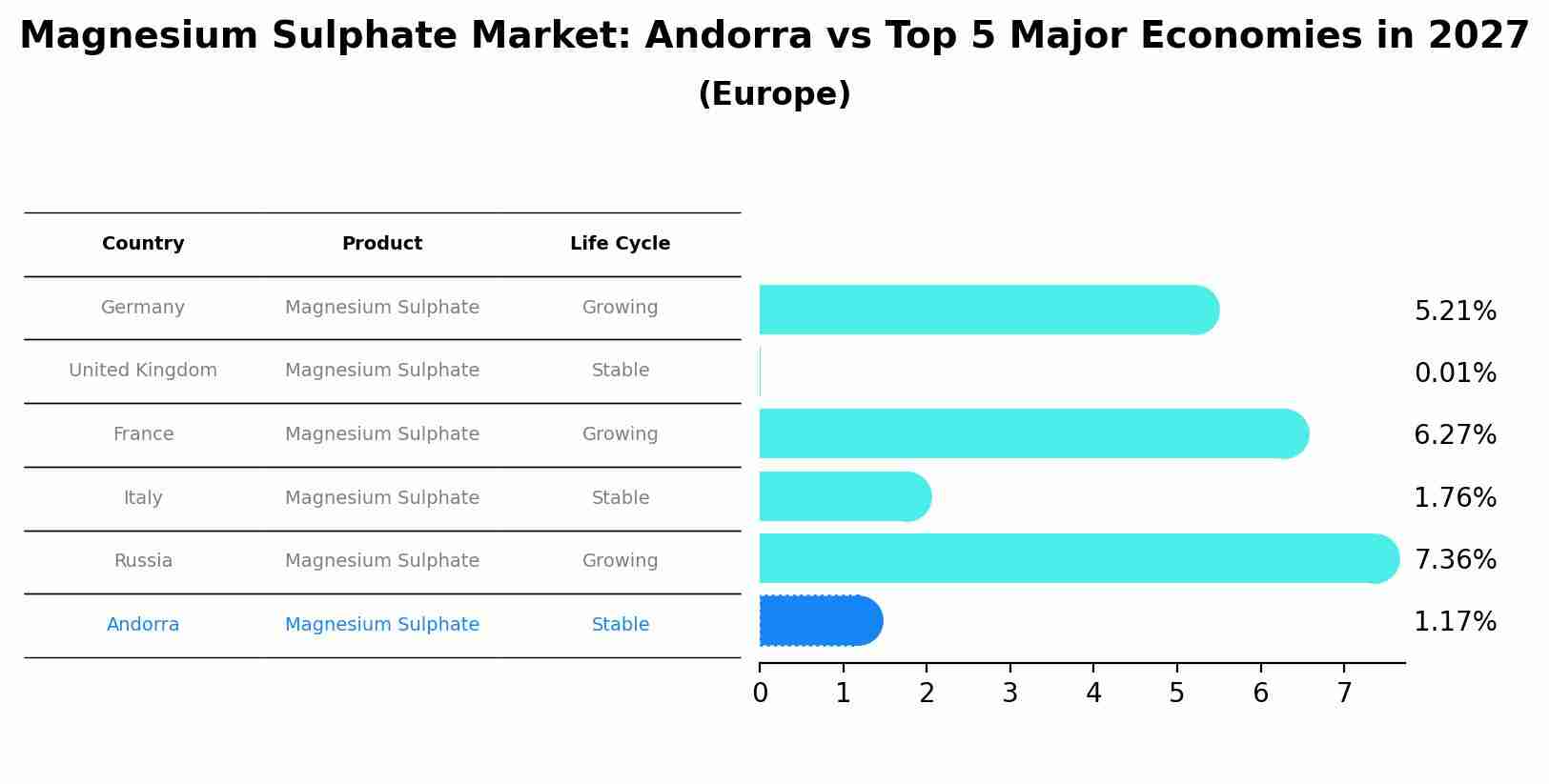 Magnesium Sulphate Market: Andorra vs Top 5 Major Economies in 2027 (Europe)