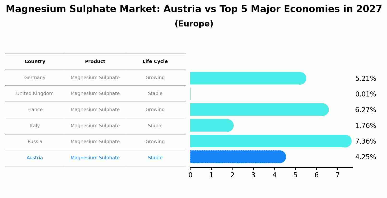 Magnesium Sulphate Market: Austria vs Top 5 Major Economies in 2027 (Europe)