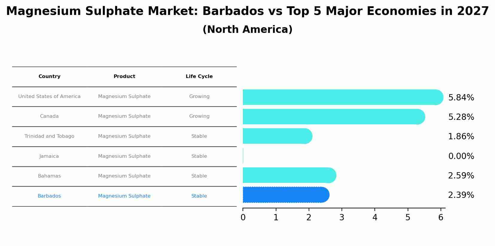 Magnesium Sulphate Market: Barbados vs Top 5 Major Economies in 2027 (North America)