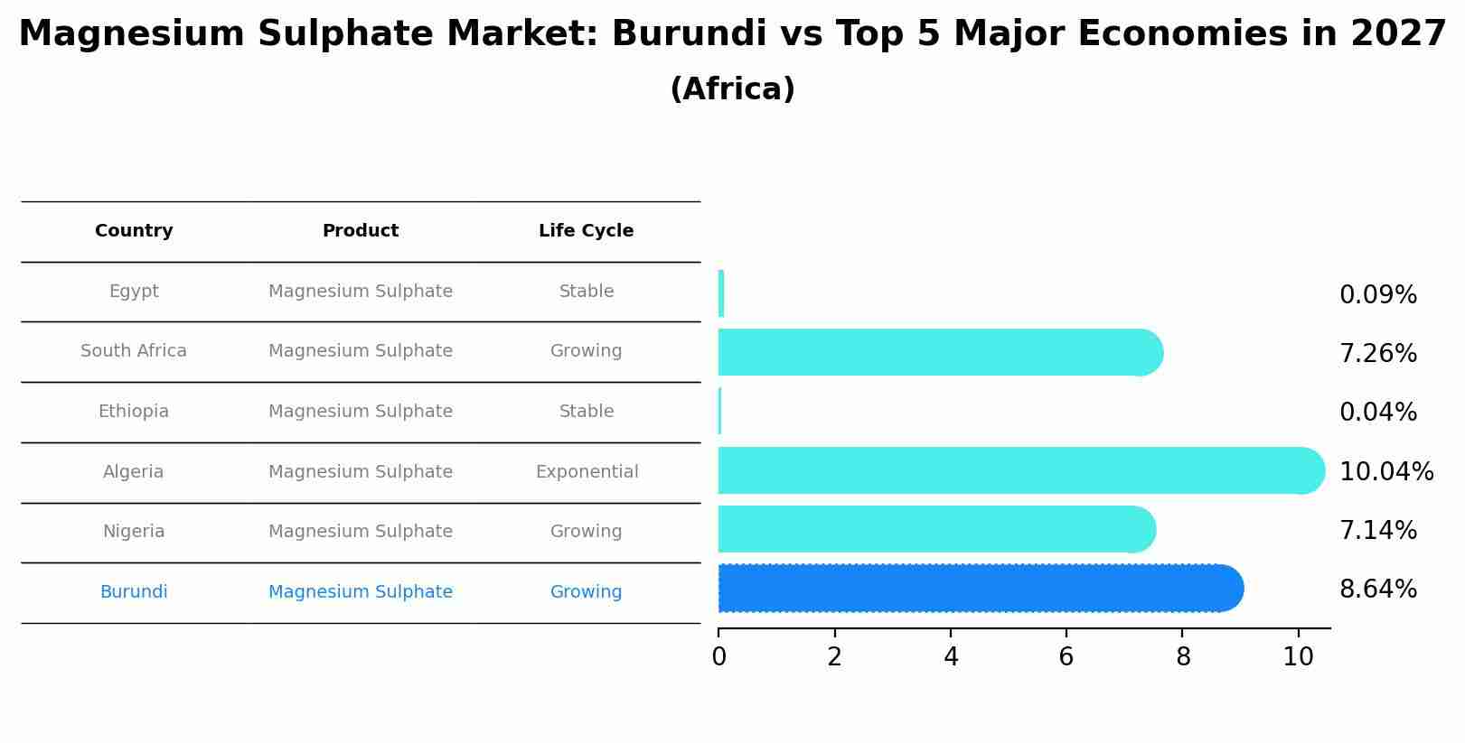 Magnesium Sulphate Market: Burundi vs Top 5 Major Economies in 2027 (Africa)