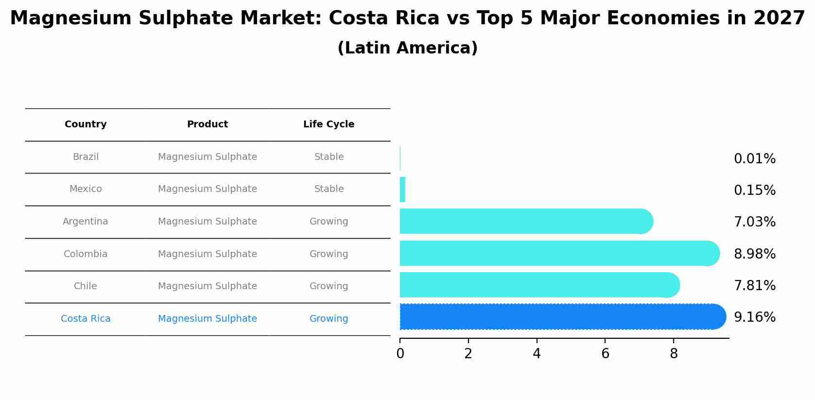 Magnesium Sulphate Market: Costa Rica vs Top 5 Major Economies in 2027 (Latin America)