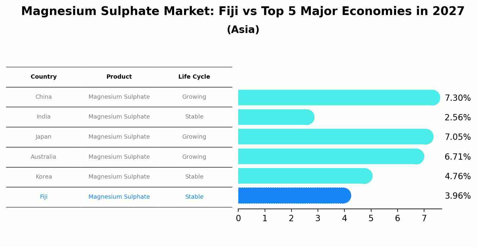 Magnesium Sulphate Market: Fiji vs Top 5 Major Economies in 2027 (Asia)