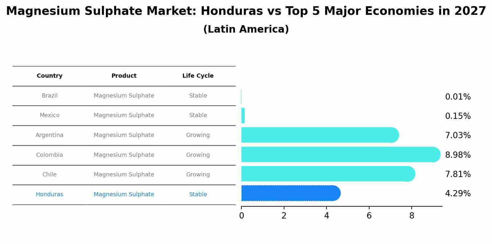 Magnesium Sulphate Market: Honduras vs Top 5 Major Economies in 2027 (Latin America)