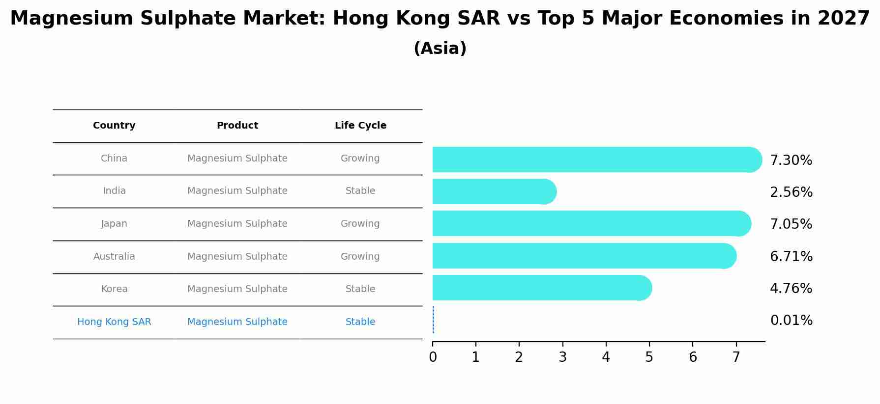 Magnesium Sulphate Market: Hong Kong SAR vs Top 5 Major Economies in 2027 (Asia)