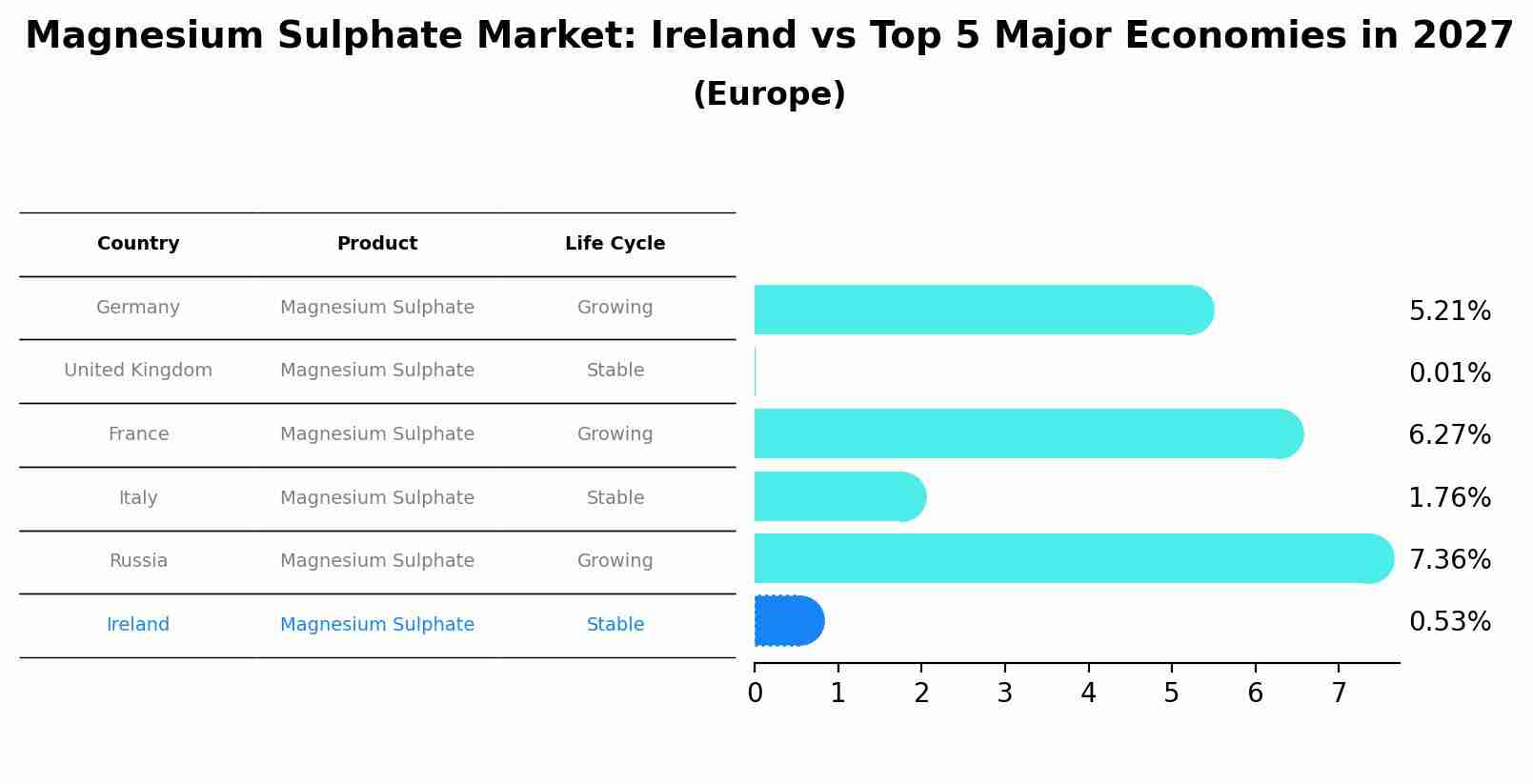Magnesium Sulphate Market: Ireland vs Top 5 Major Economies in 2027 (Europe)