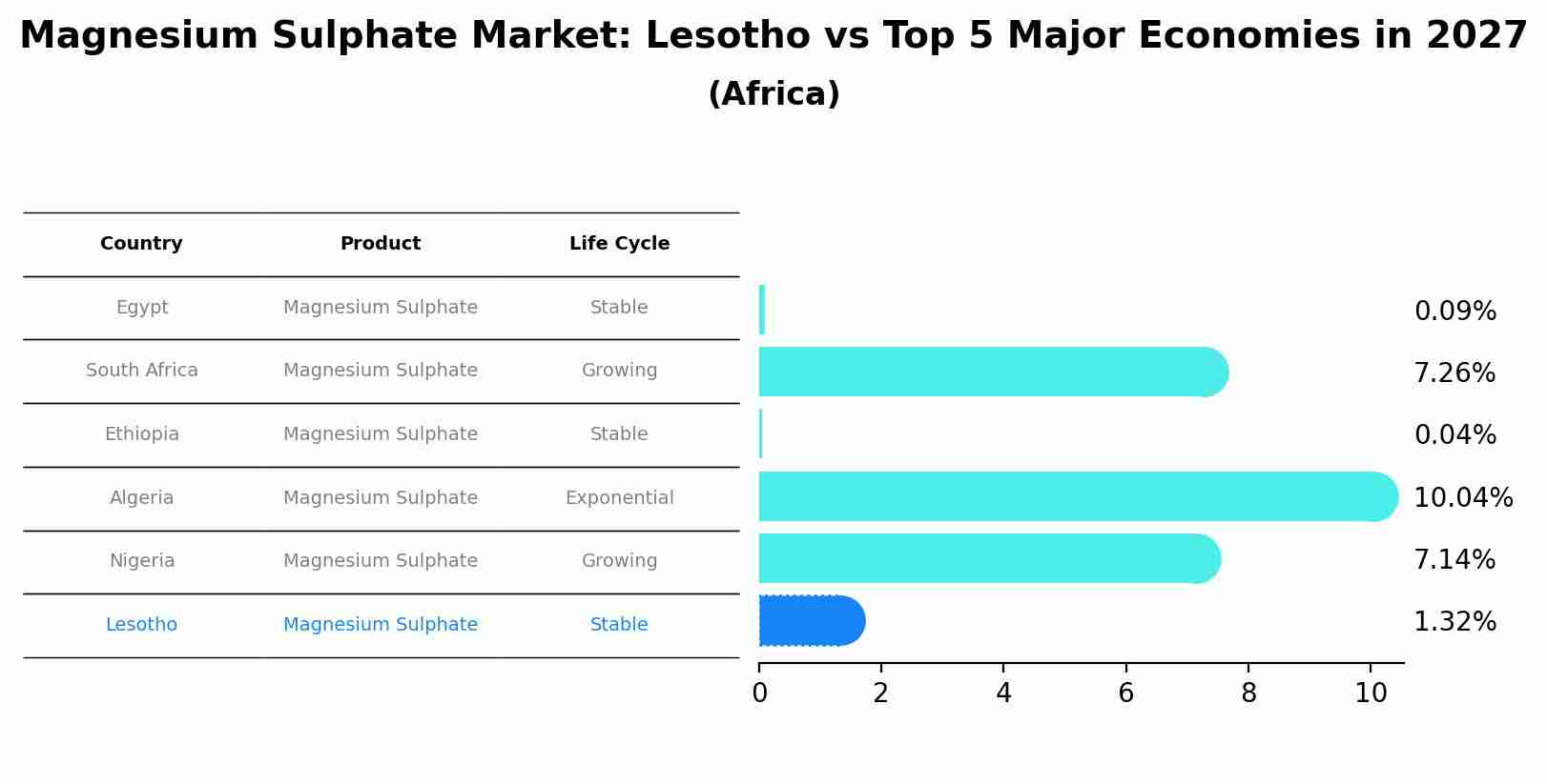 Magnesium Sulphate Market: Lesotho vs Top 5 Major Economies in 2027 (Africa)