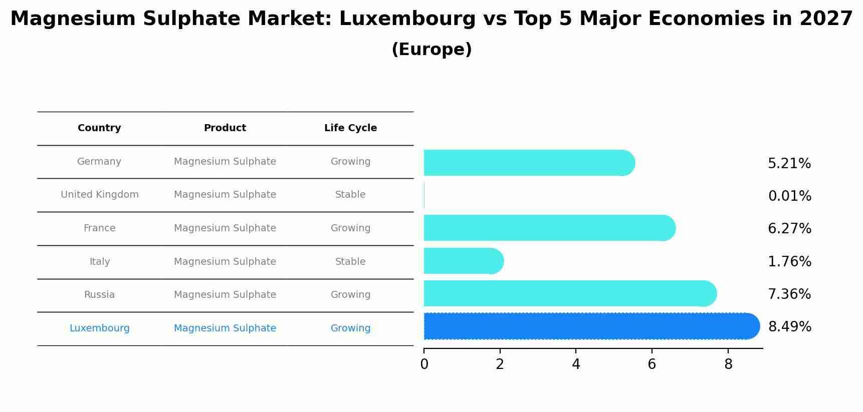 Magnesium Sulphate Market: Luxembourg vs Top 5 Major Economies in 2027 (Europe)