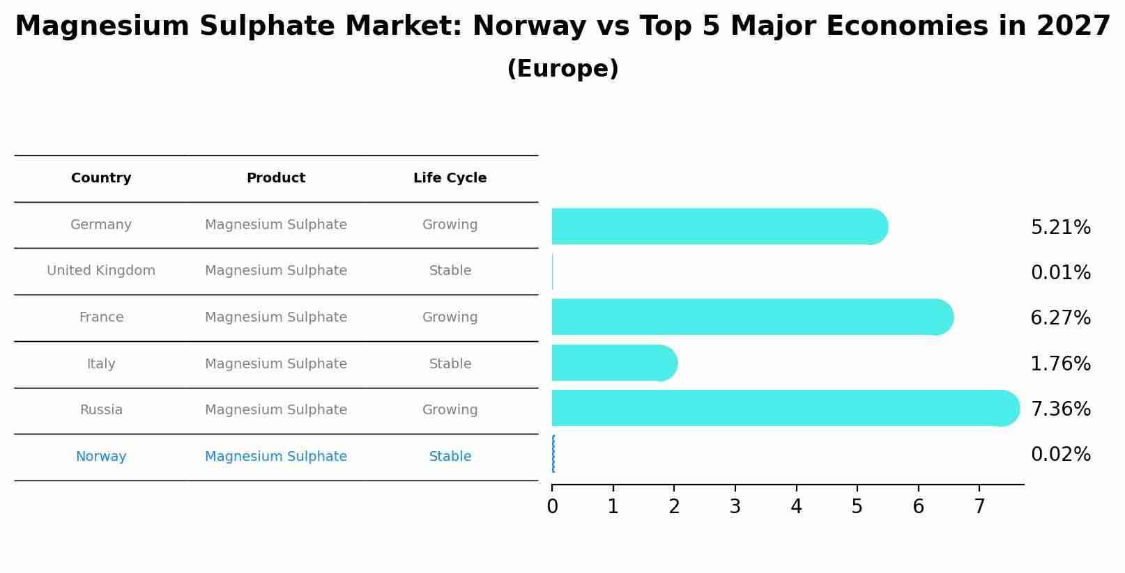 Magnesium Sulphate Market: Norway vs Top 5 Major Economies in 2027 (Europe)