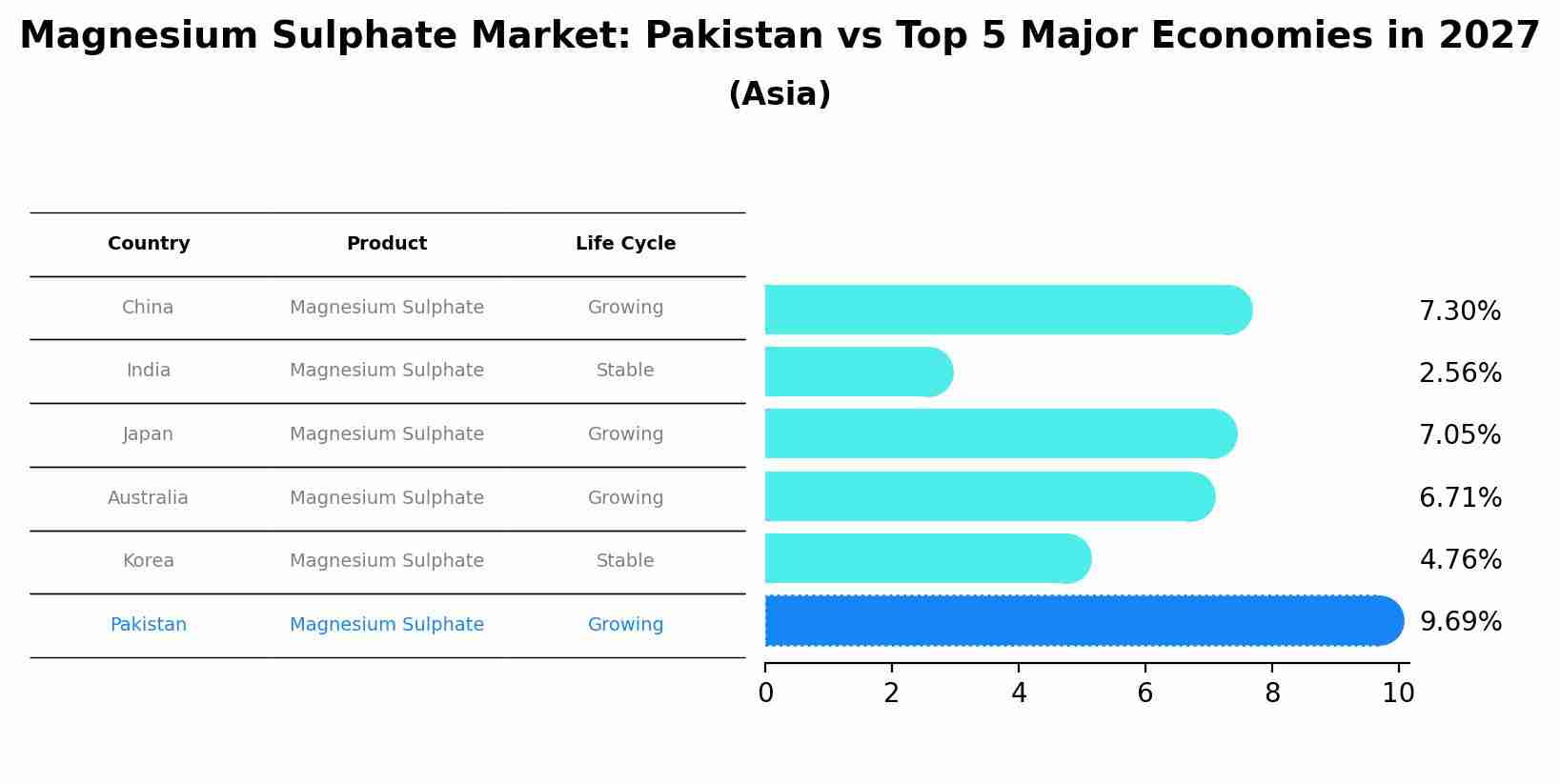 Magnesium Sulphate Market: Pakistan vs Top 5 Major Economies in 2027 (Asia)