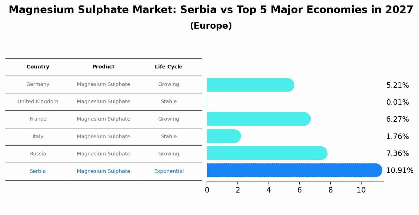 Magnesium Sulphate Market: Serbia vs Top 5 Major Economies in 2027 (Europe)