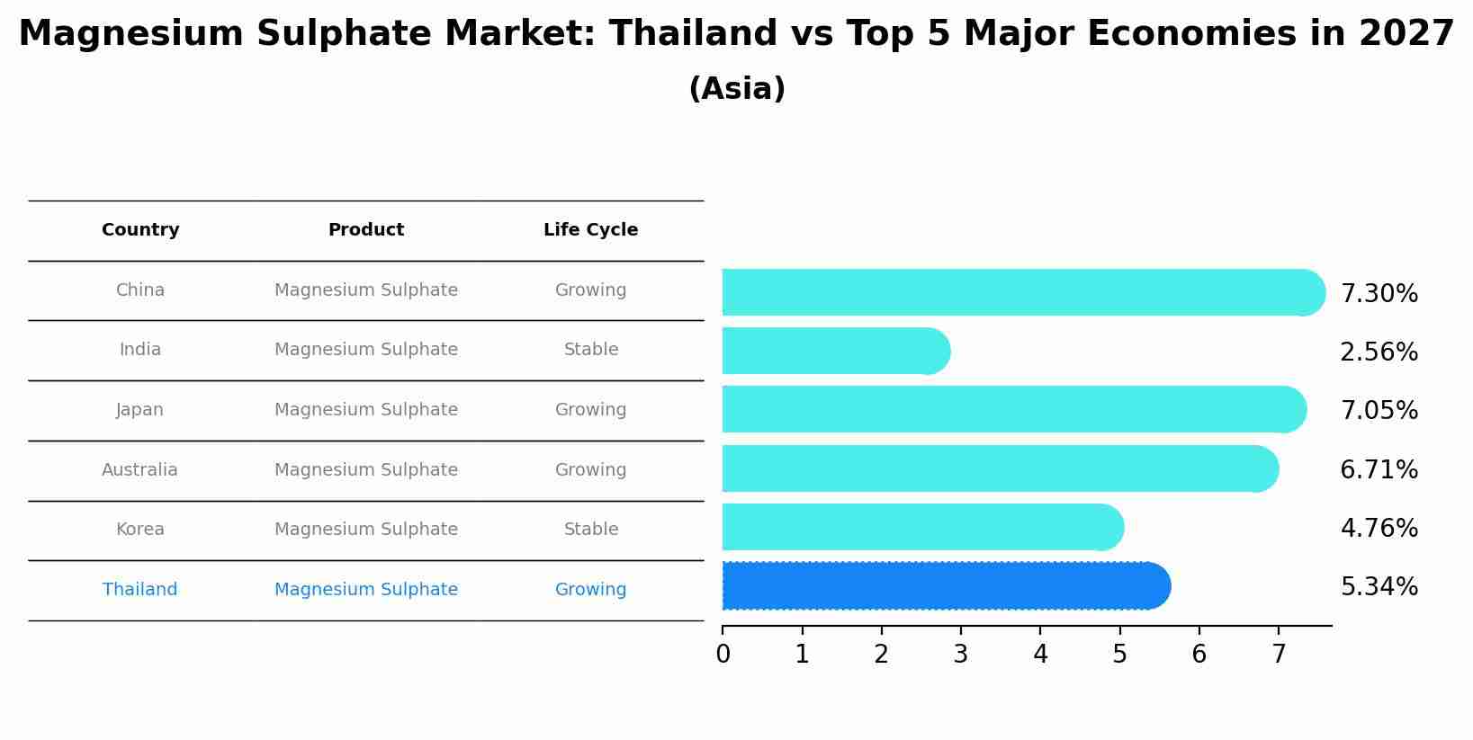 Magnesium Sulphate Market: Thailand vs Top 5 Major Economies in 2027 (Asia)
