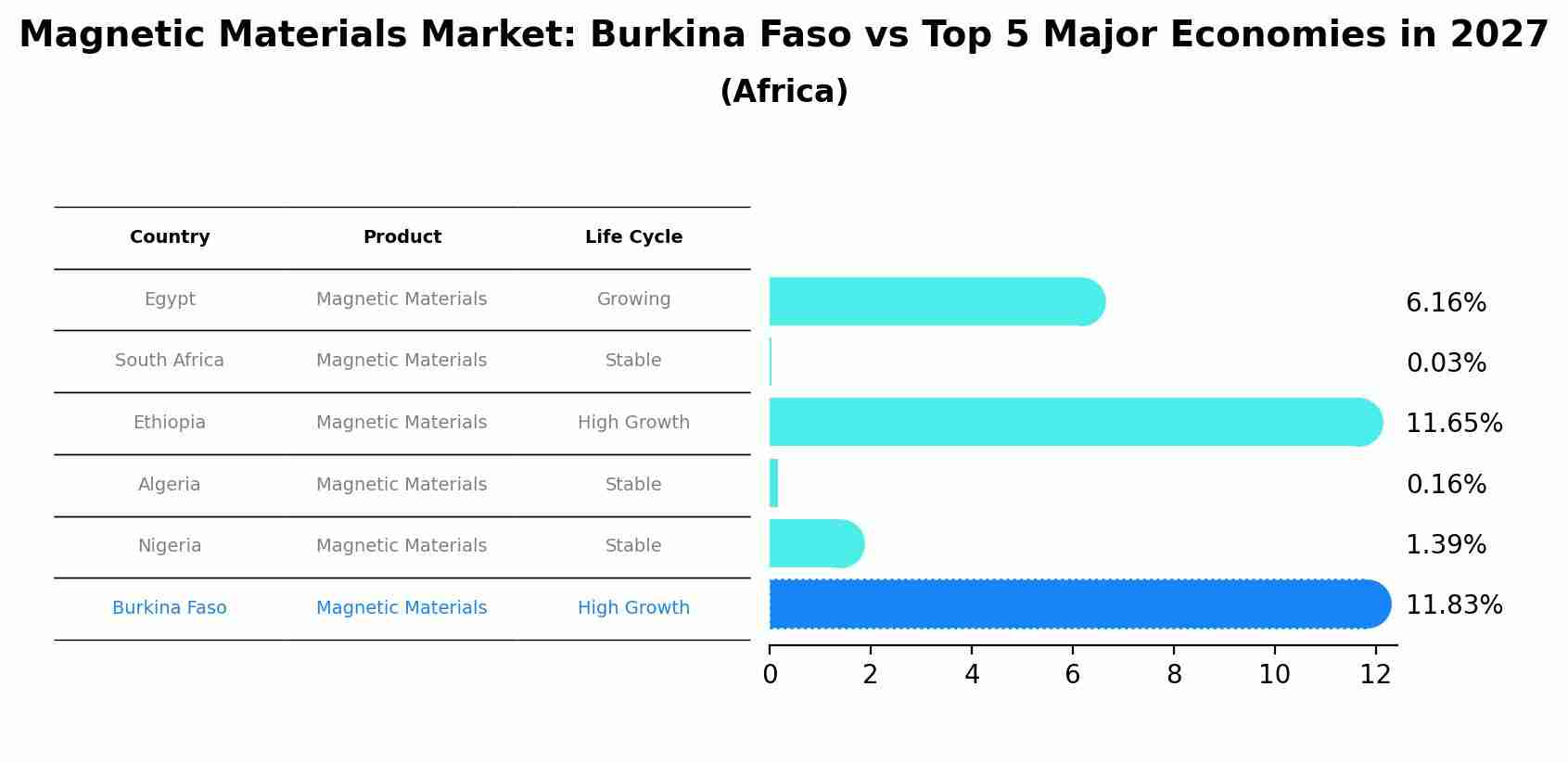 Magnetic Materials Market: Burkina Faso vs Top 5 Major Economies in 2027 (Africa)