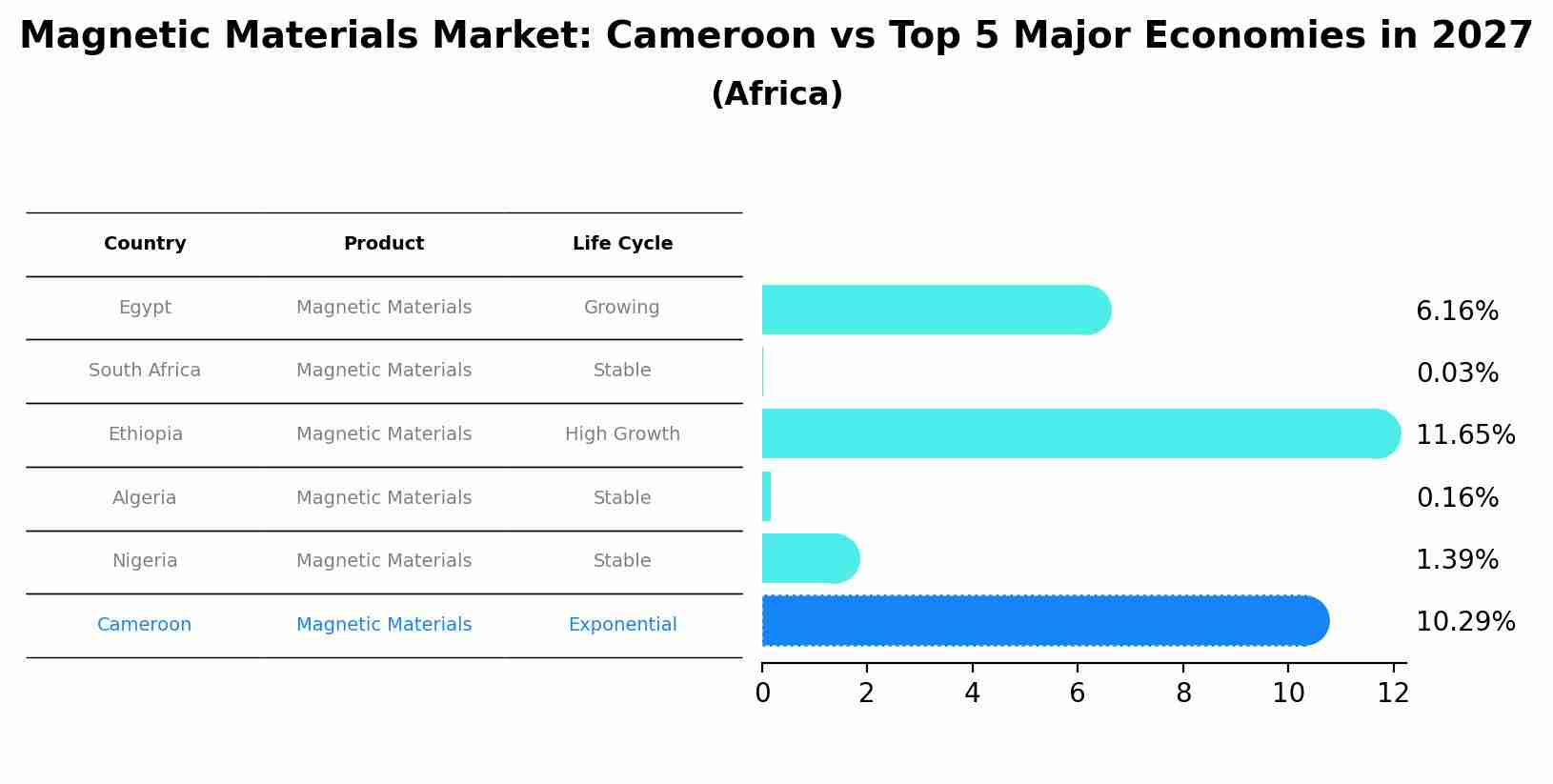 Magnetic Materials Market: Cameroon vs Top 5 Major Economies in 2027 (Africa)