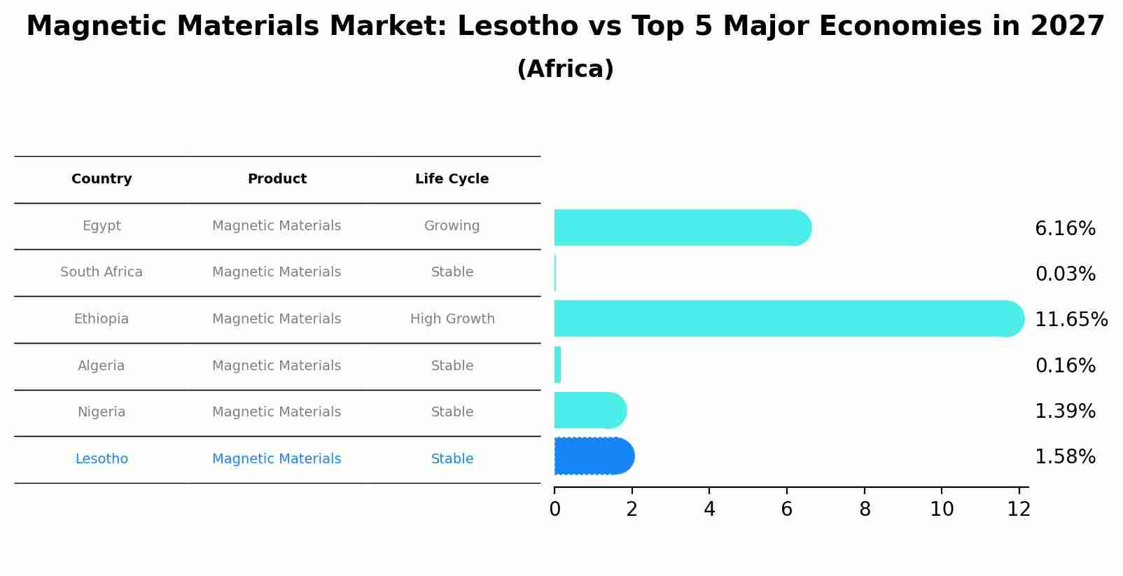 Magnetic Materials Market: Lesotho vs Top 5 Major Economies in 2027 (Africa)