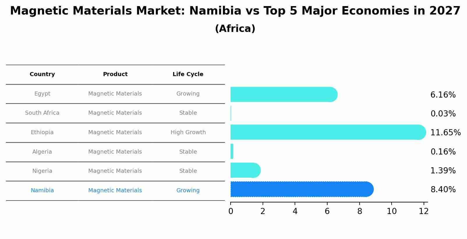 Magnetic Materials Market: Namibia vs Top 5 Major Economies in 2027 (Africa)