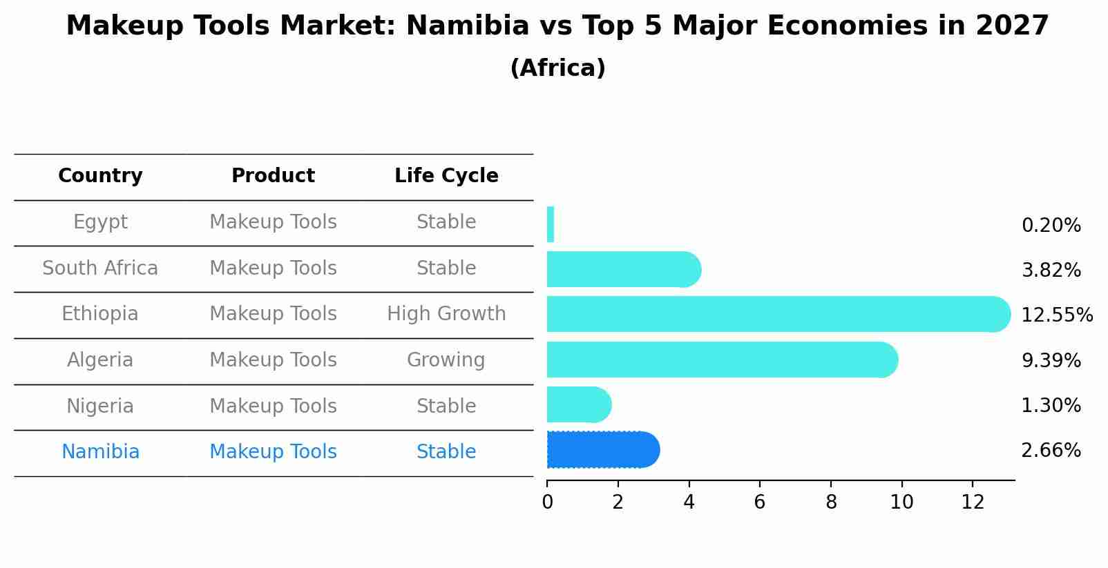 Makeup Tools Market: Namibia vs Top 5 Major Economies in 2027 (Africa)