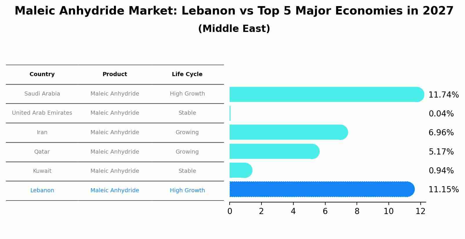 Maleic Anhydride Market: Lebanon vs Top 5 Major Economies in 2027 (Middle East)