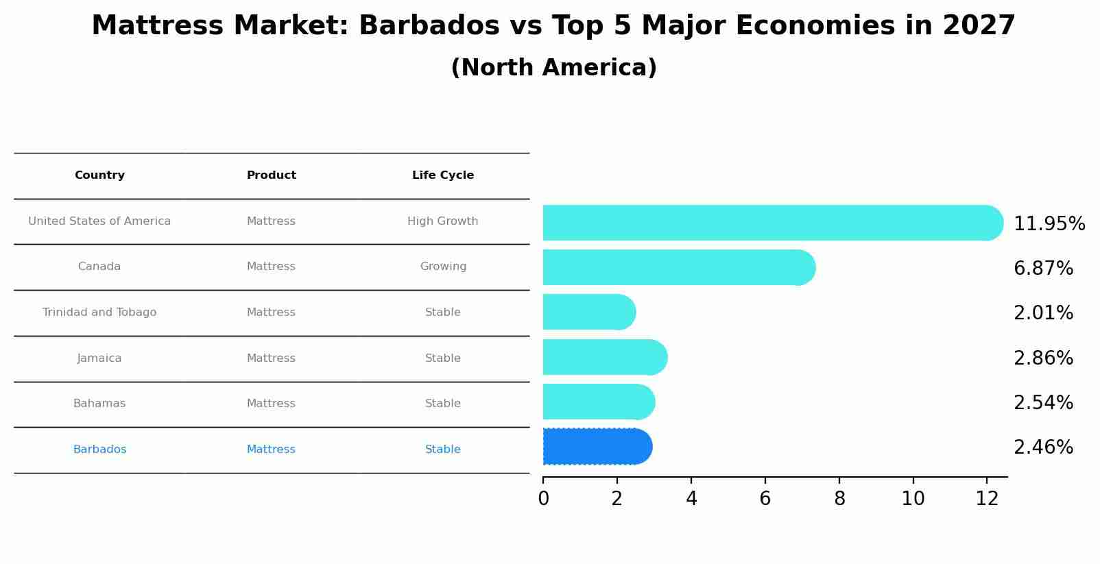 Mattress Market: Barbados vs Top 5 Major Economies in 2027 (North America)