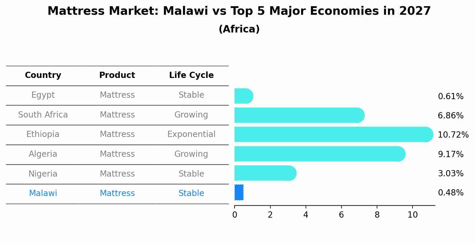 Mattress Market: Malawi vs Top 5 Major Economies in 2027 (Africa)
