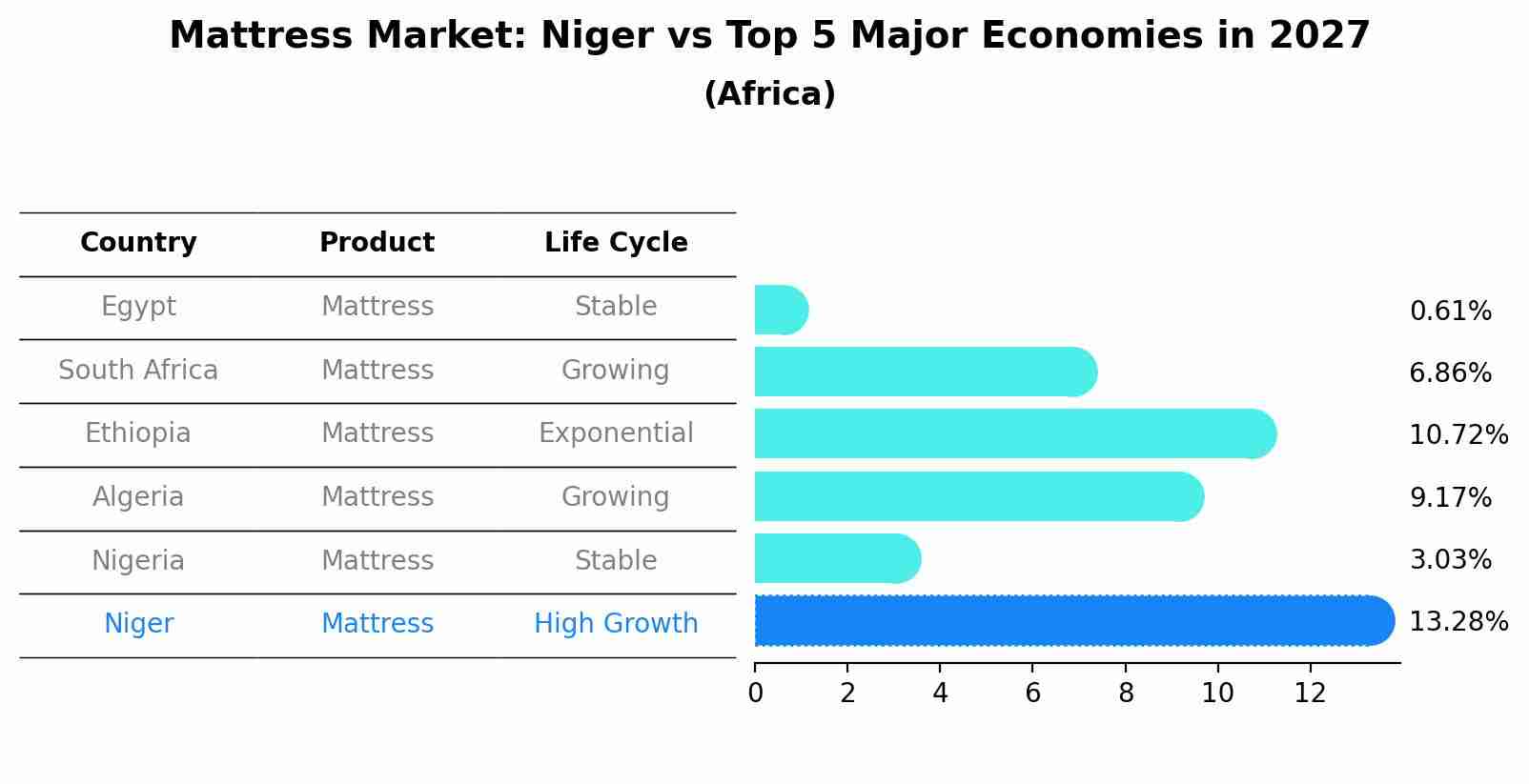 Mattress Market: Niger vs Top 5 Major Economies in 2027 (Africa)