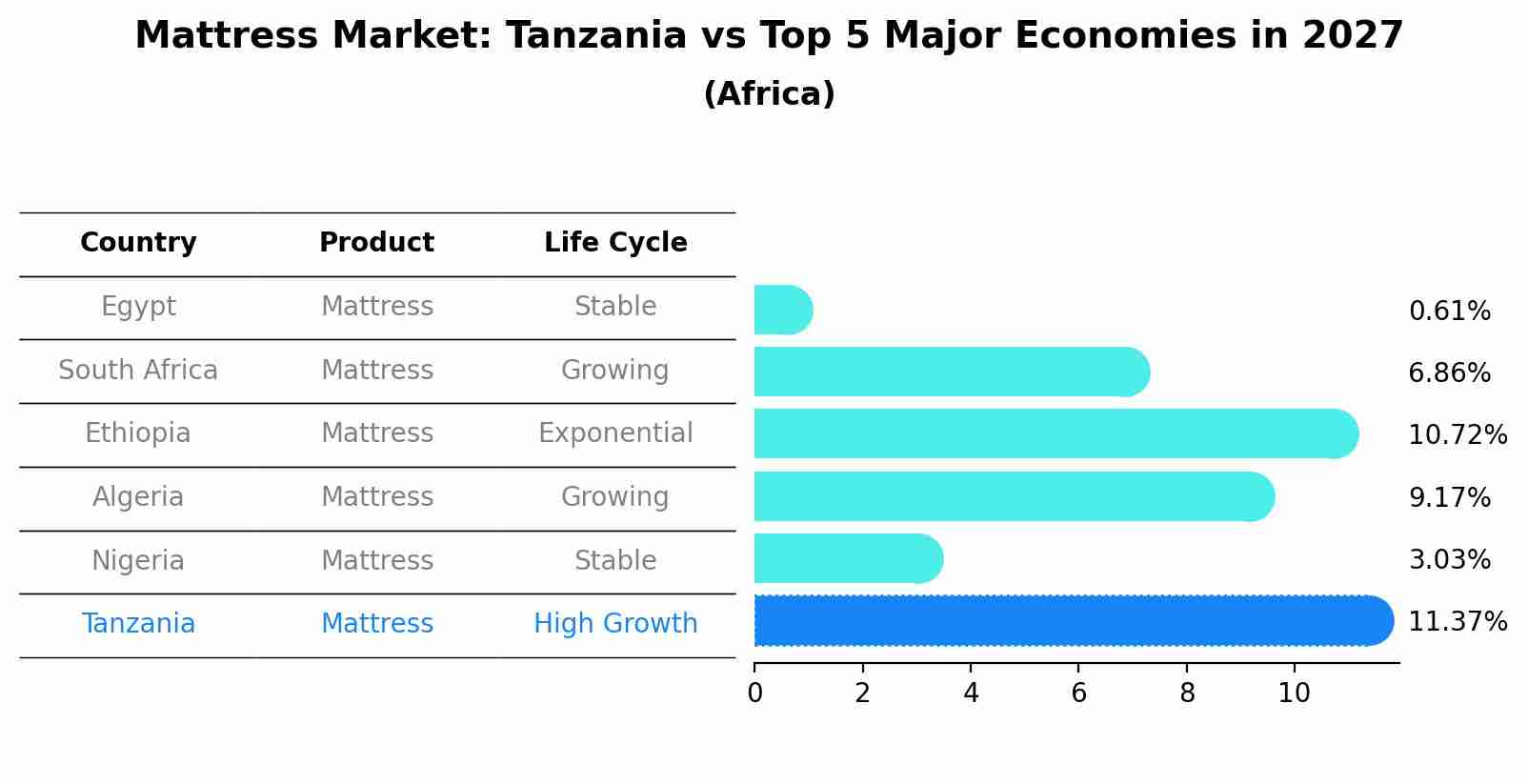 Mattress Market: Tanzania vs Top 5 Major Economies in 2027 (Africa)