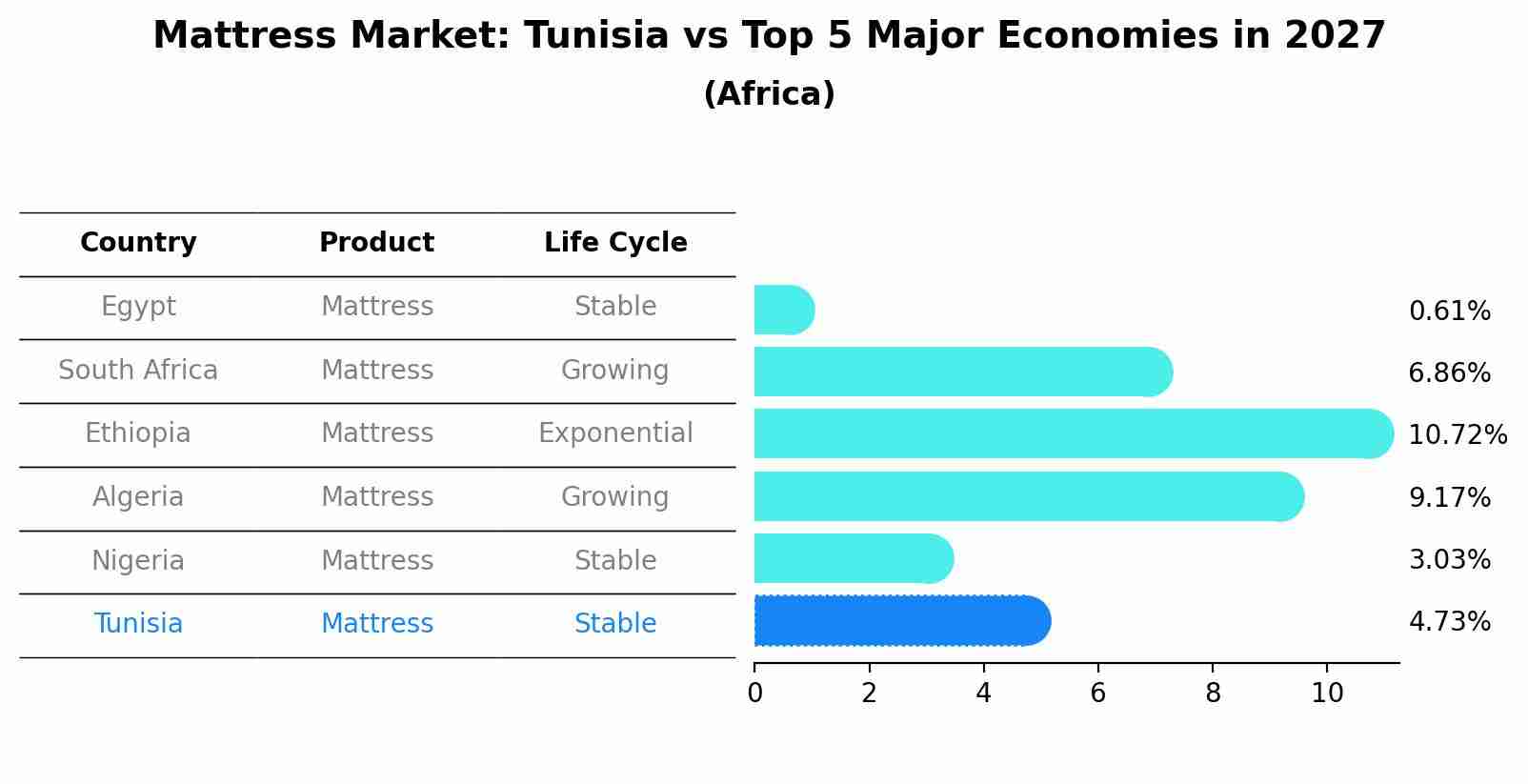 Mattress Market: Tunisia vs Top 5 Major Economies in 2027 (Africa)