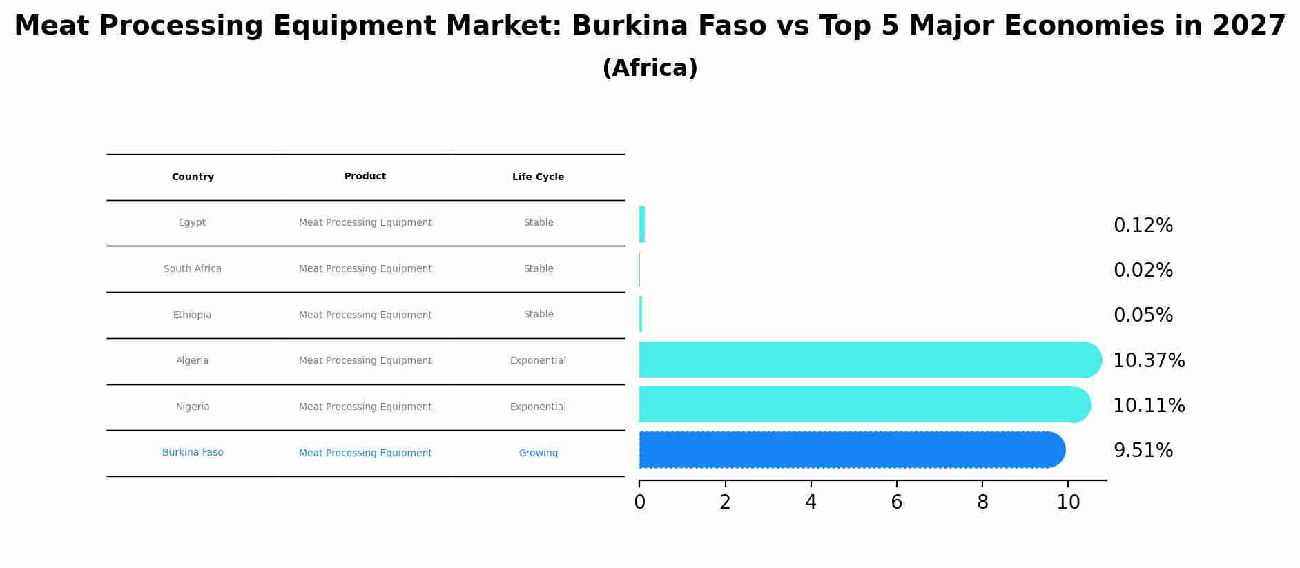 Meat Processing Equipment Market: Burkina Faso vs Top 5 Major Economies in 2027 (Africa)
