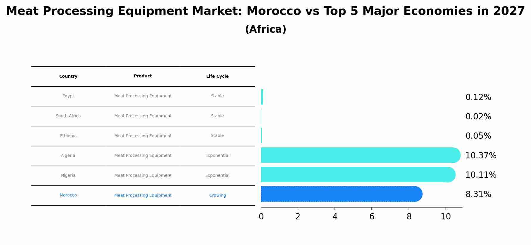 Meat Processing Equipment Market: Morocco vs Top 5 Major Economies in 2027 (Africa)