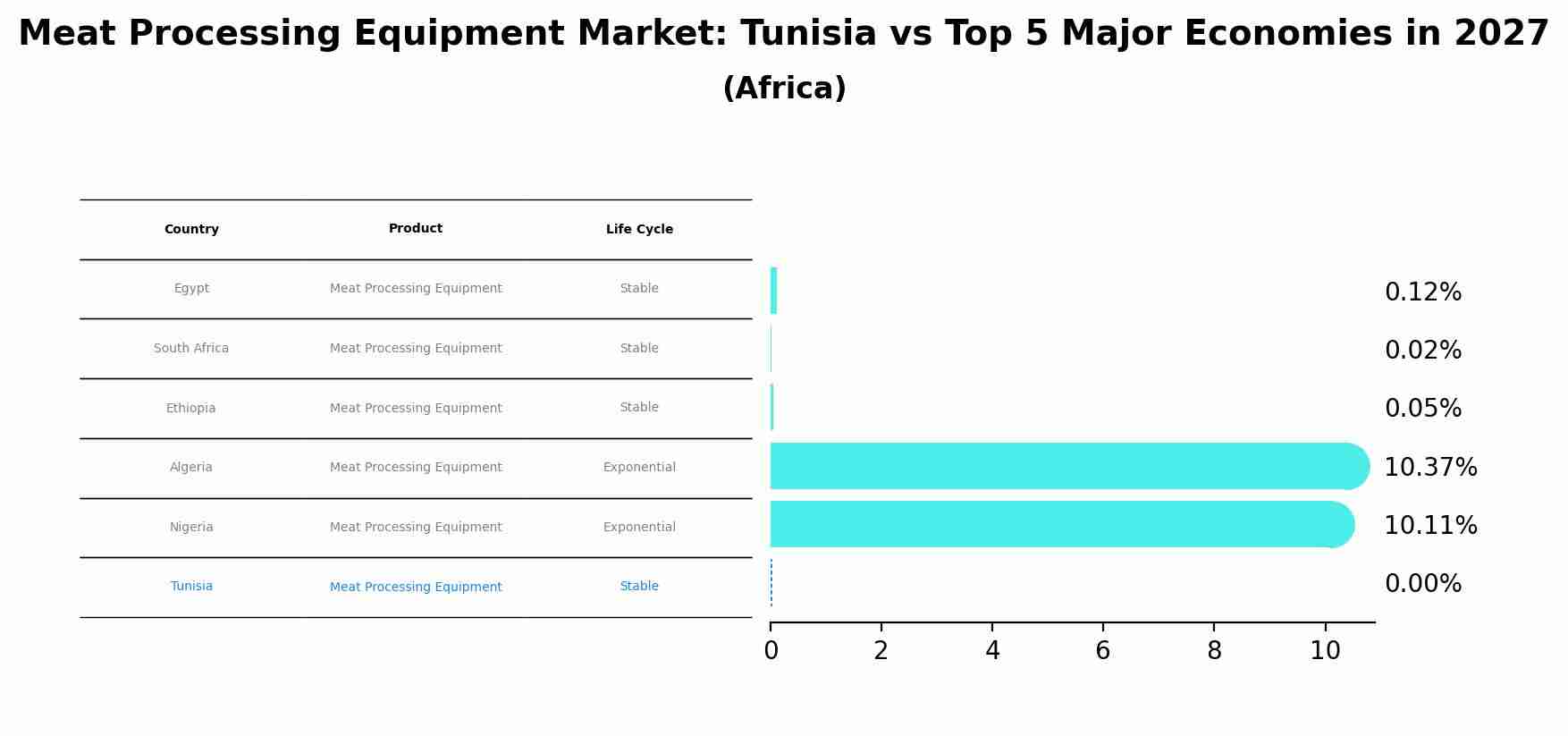 Meat Processing Equipment Market: Tunisia vs Top 5 Major Economies in 2027 (Africa)
