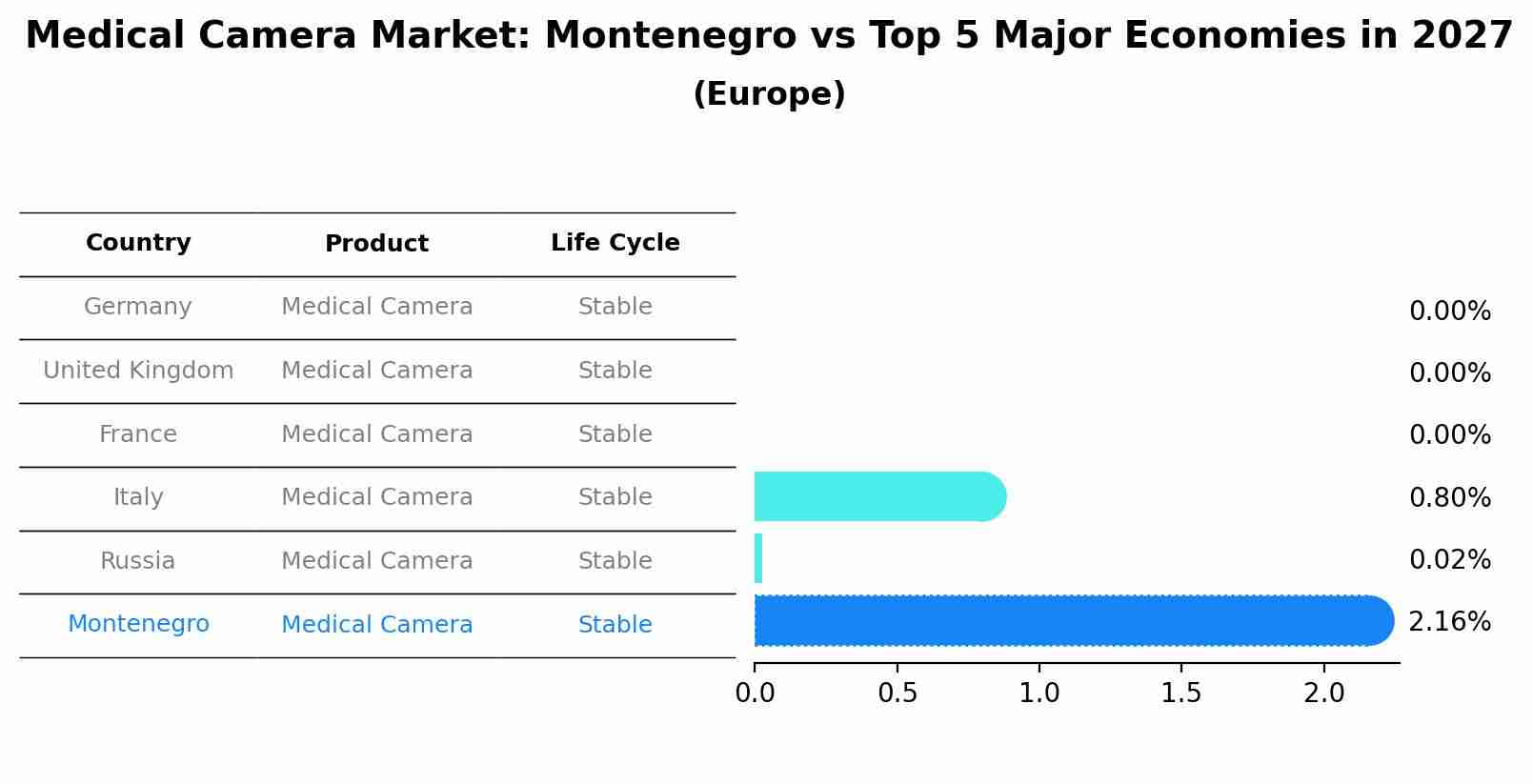 Medical Camera Market: Montenegro vs Top 5 Major Economies in 2027 (Europe)