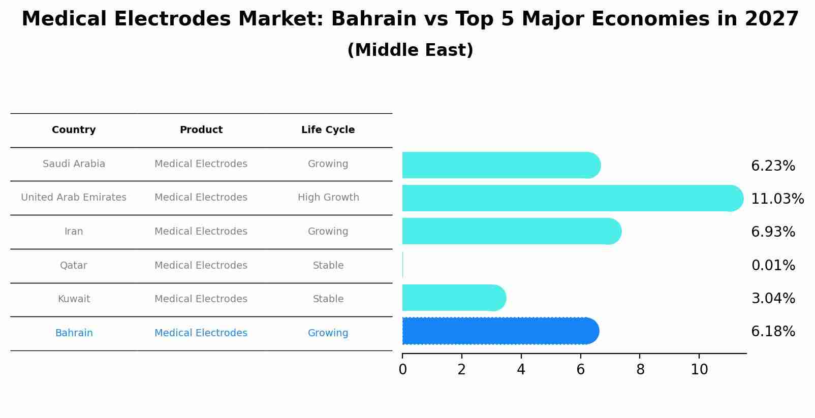 Medical Electrodes Market: Bahrain vs Top 5 Major Economies in 2027 (Middle East)
