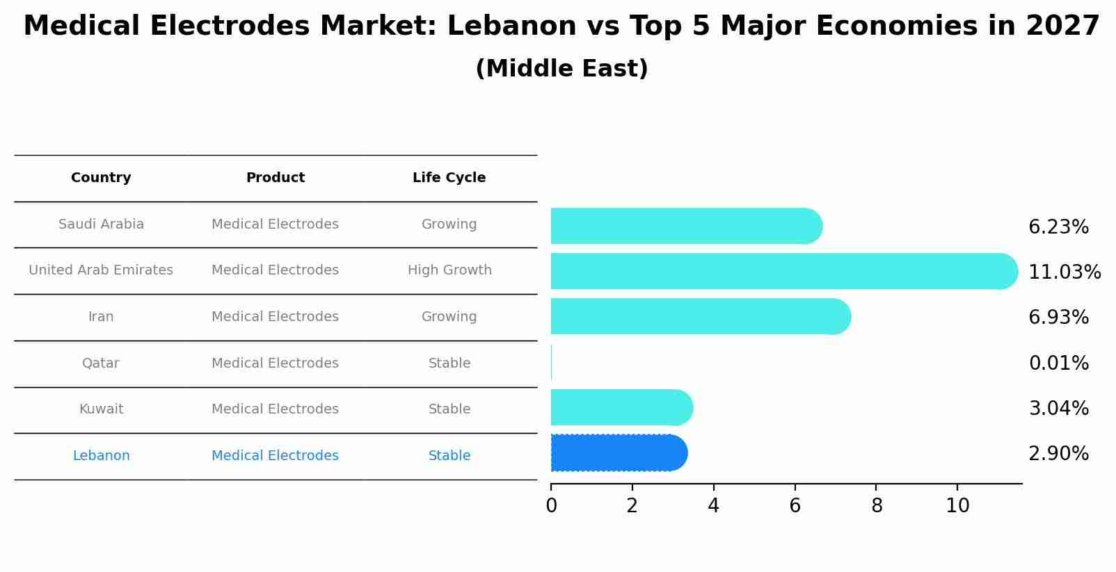 Medical Electrodes Market: Lebanon vs Top 5 Major Economies in 2027 (Middle East)