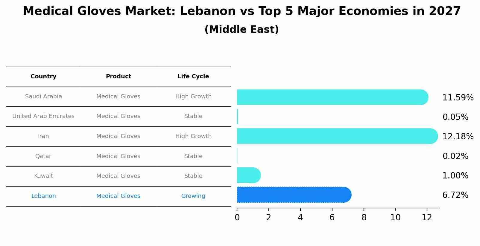 Medical Gloves Market: Lebanon vs Top 5 Major Economies in 2027 (Middle East)