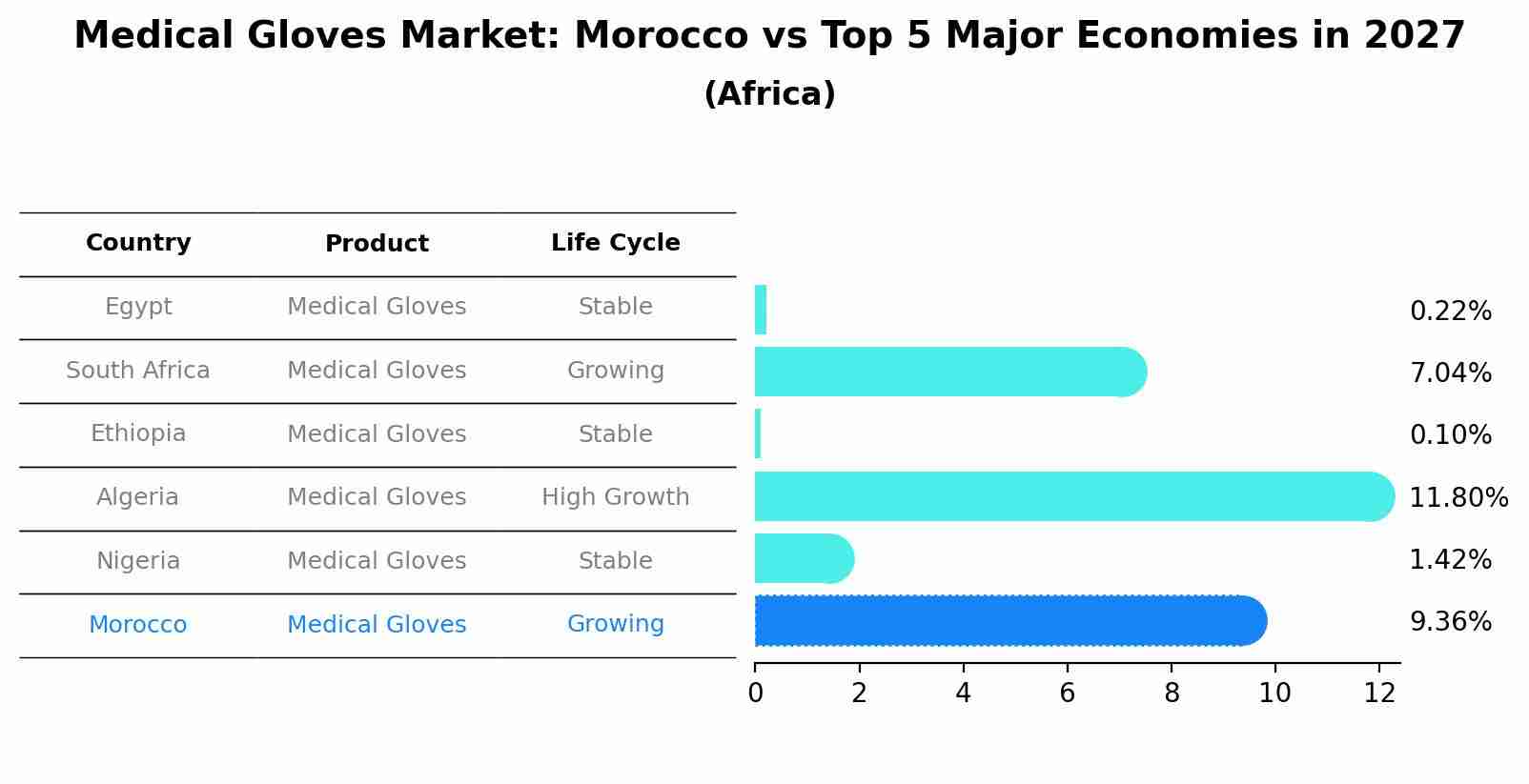 Medical Gloves Market: Morocco vs Top 5 Major Economies in 2027 (Africa)