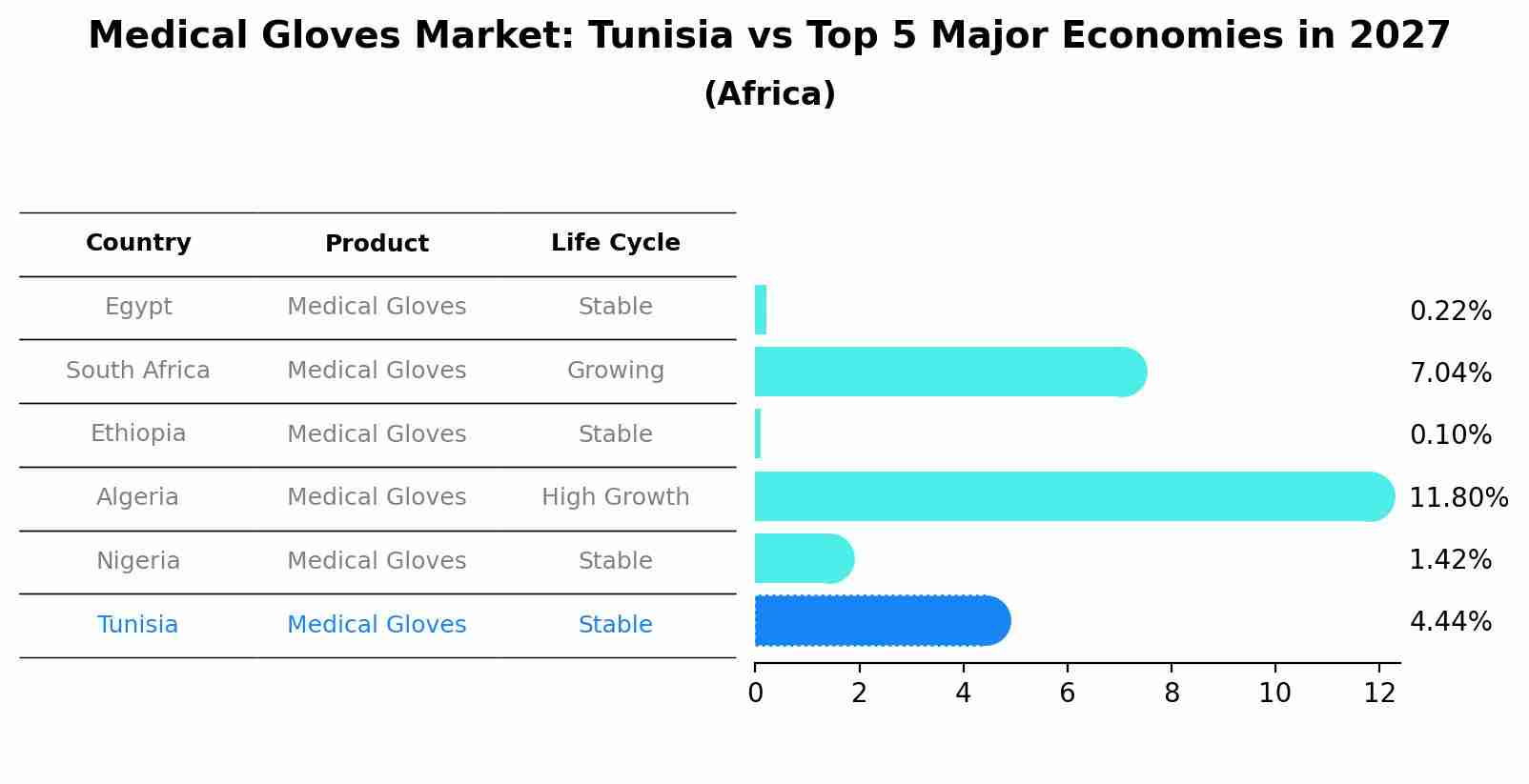 Medical Gloves Market: Tunisia vs Top 5 Major Economies in 2027 (Africa)