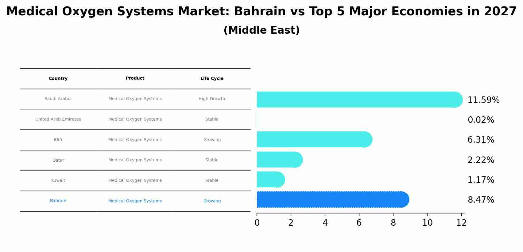 Medical Oxygen Systems Market: Bahrain vs Top 5 Major Economies in 2027 (Middle East)