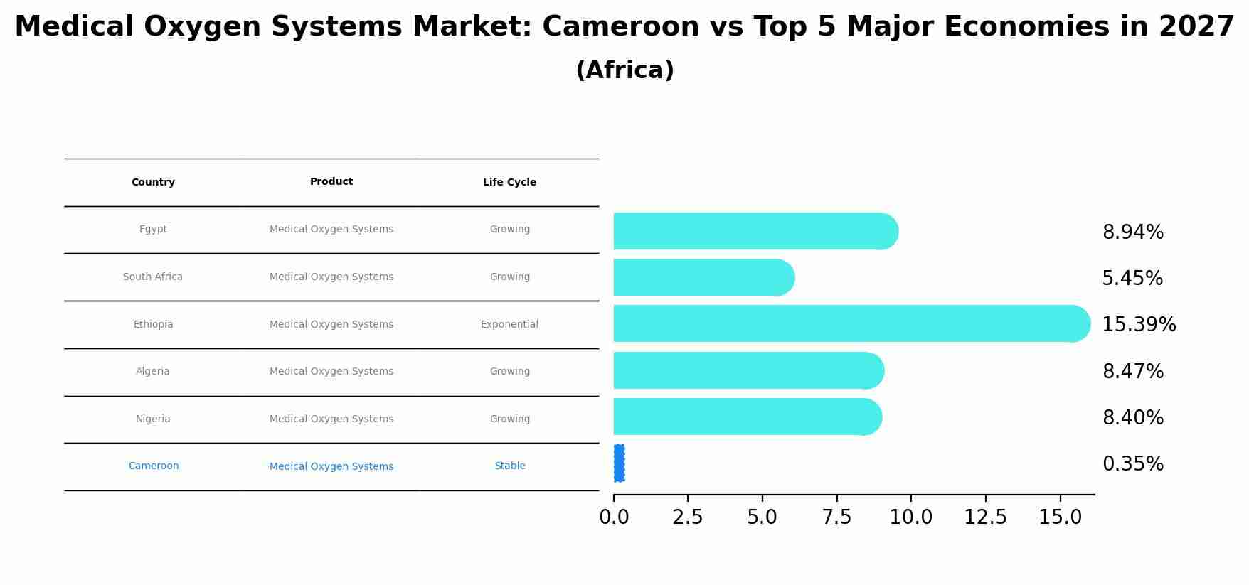 Medical Oxygen Systems Market: Cameroon vs Top 5 Major Economies in 2027 (Africa)