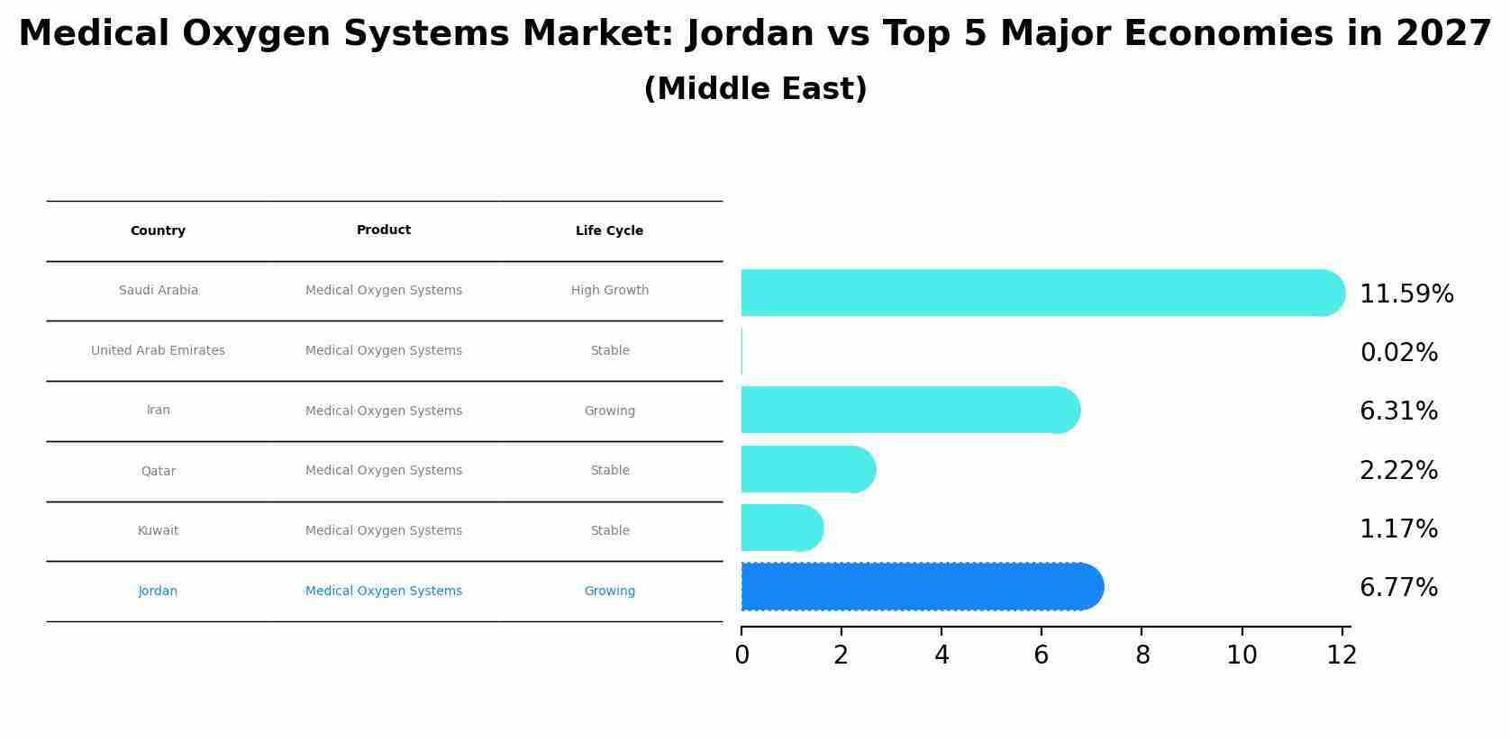 Medical Oxygen Systems Market: Jordan vs Top 5 Major Economies in 2027 (Middle East)