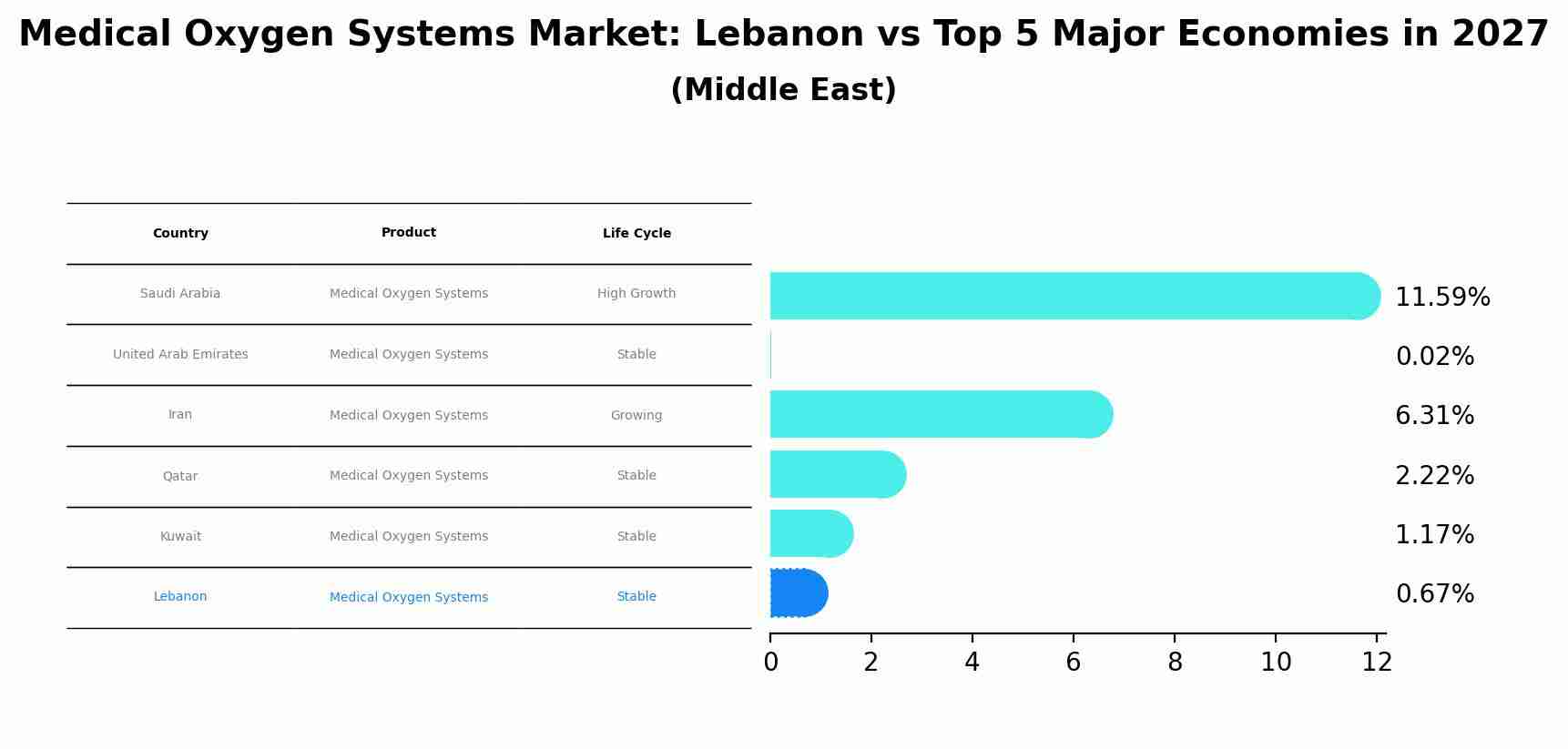 Medical Oxygen Systems Market: Lebanon vs Top 5 Major Economies in 2027 (Middle East)