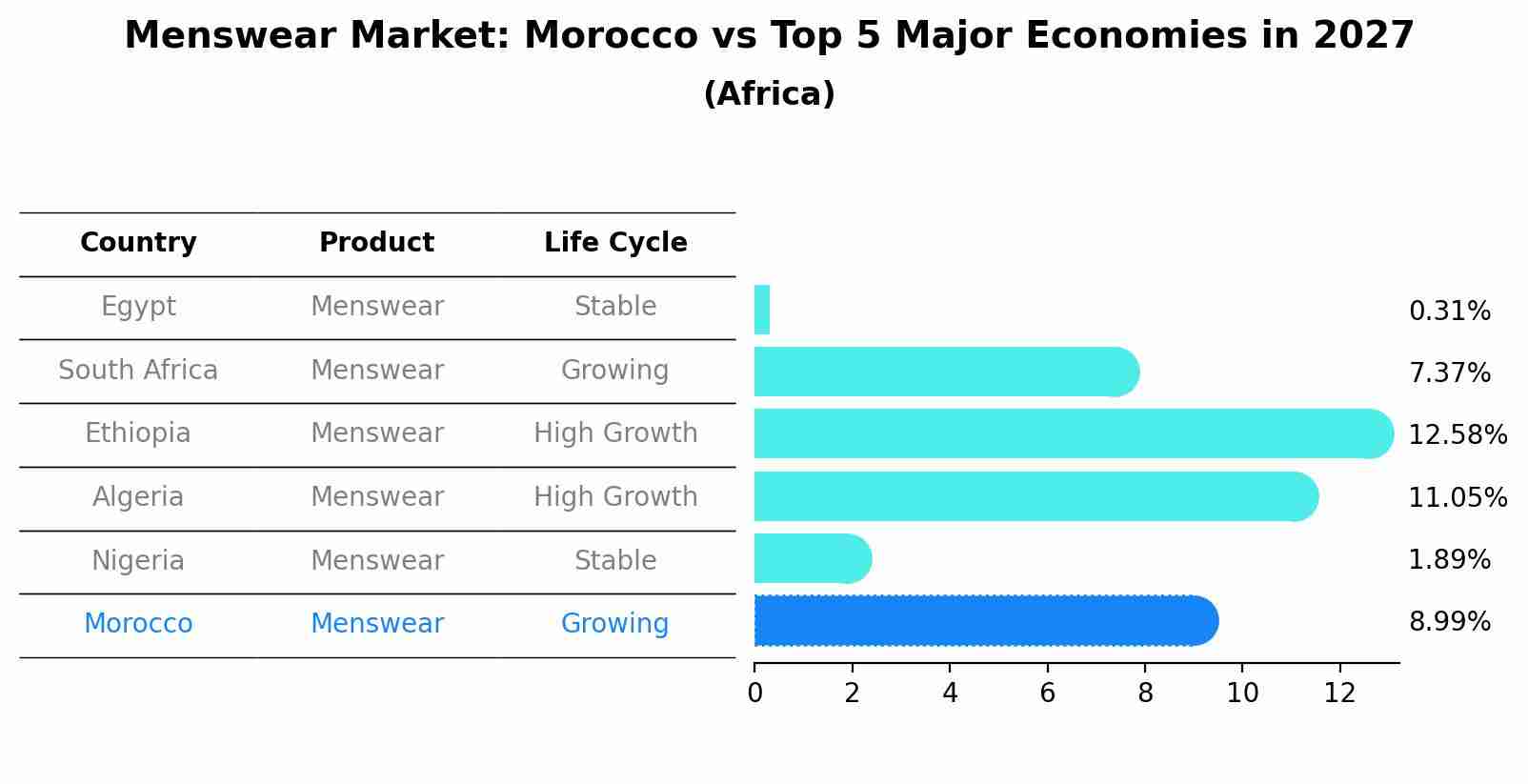 Menswear Market: Morocco vs Top 5 Major Economies in 2027 (Africa)