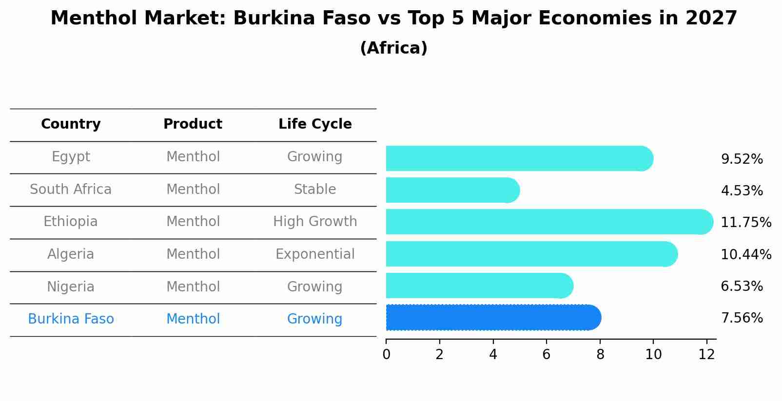 Menthol Market: Burkina Faso vs Top 5 Major Economies in 2027 (Africa)