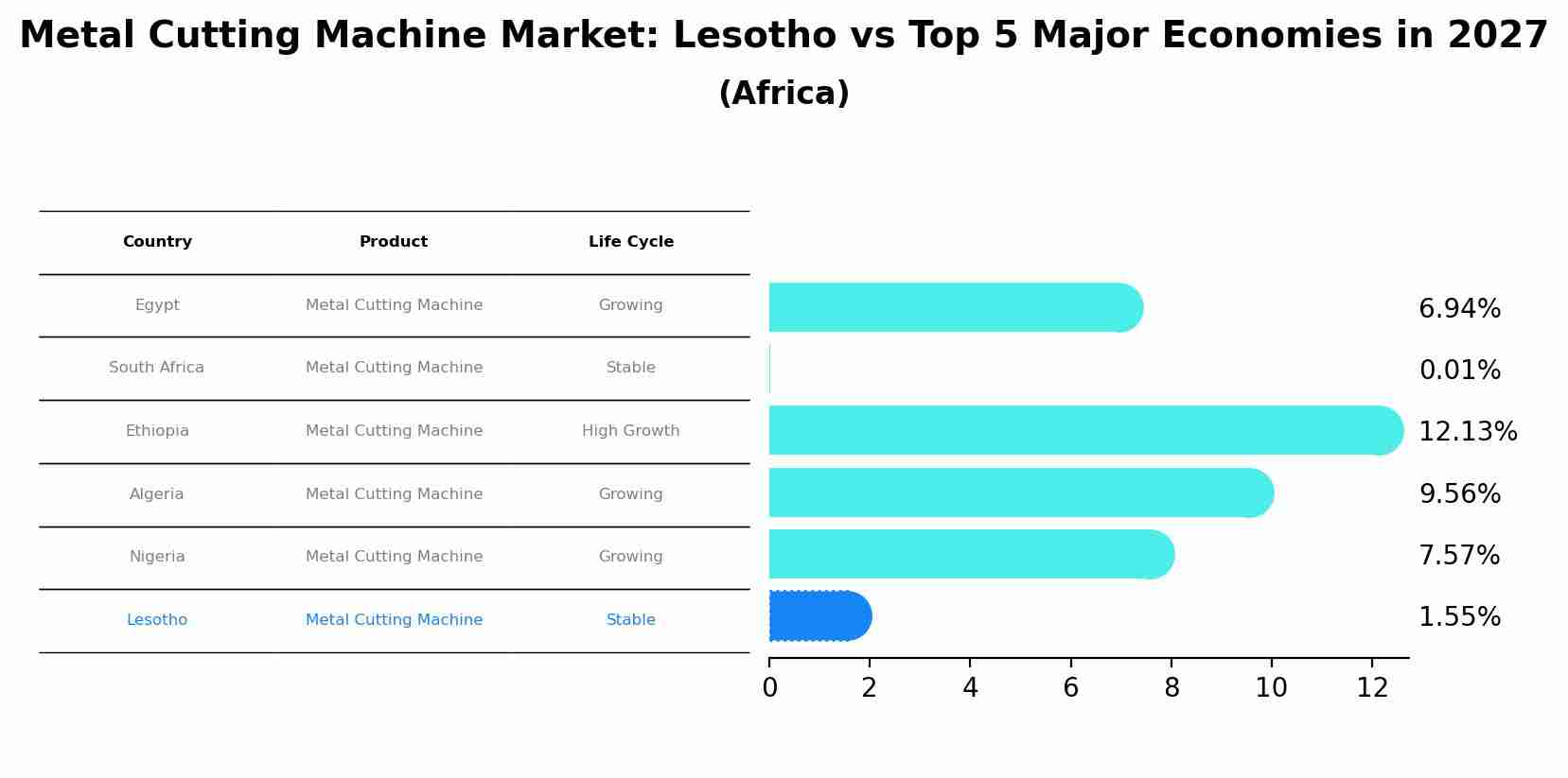 Metal Cutting Machine Market: Lesotho vs Top 5 Major Economies in 2027 (Africa)