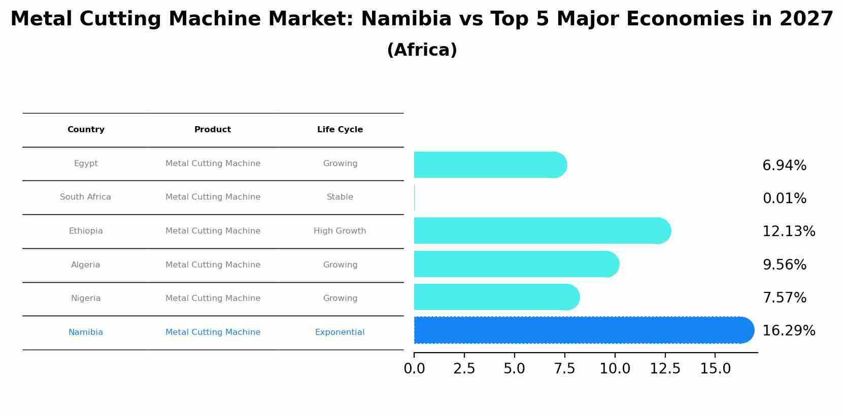 Metal Cutting Machine Market: Namibia vs Top 5 Major Economies in 2027 (Africa)