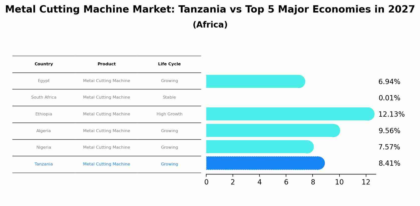 Metal Cutting Machine Market: Tanzania vs Top 5 Major Economies in 2027 (Africa)
