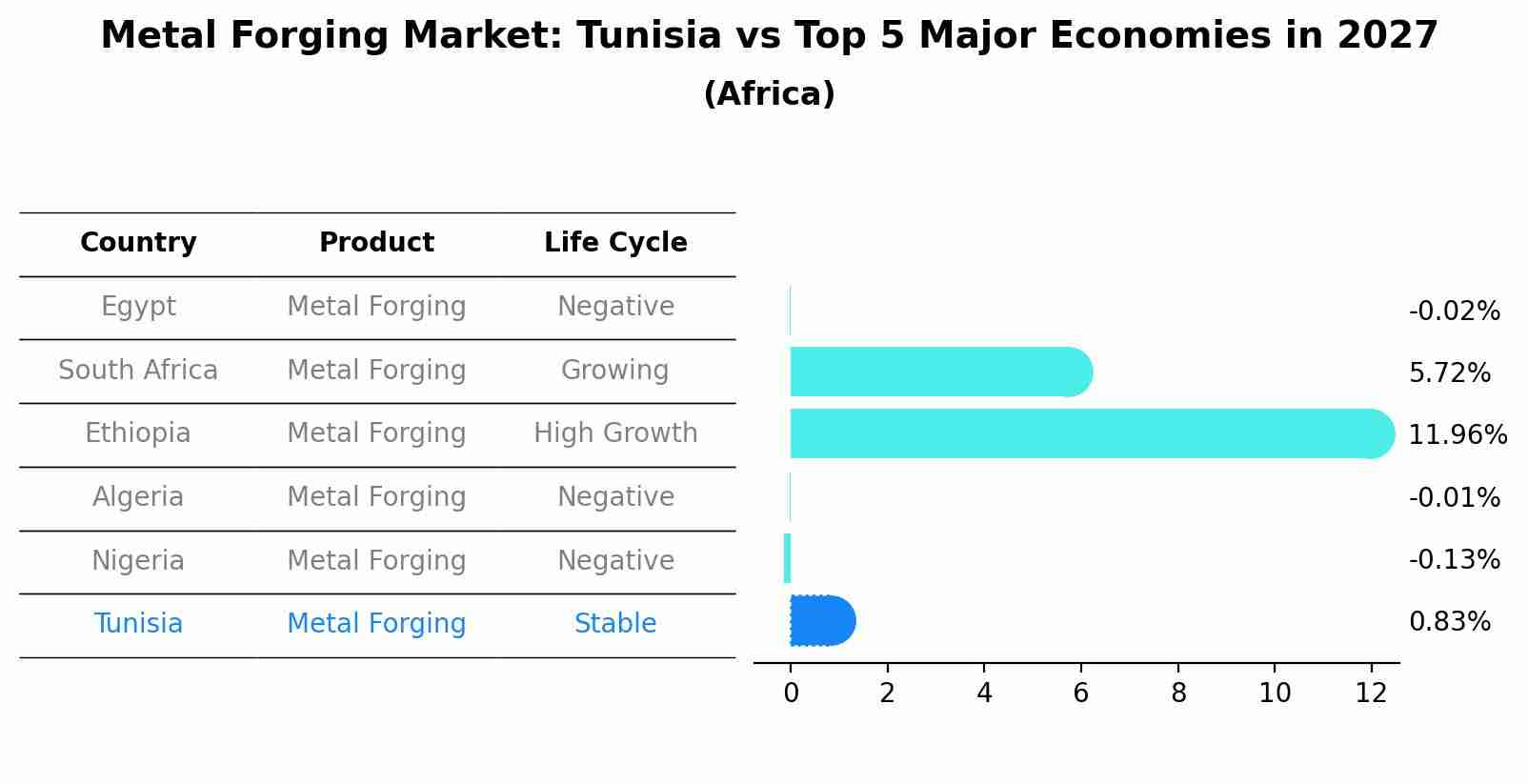 Metal Forging Market: Tunisia vs Top 5 Major Economies in 2027 (Africa)