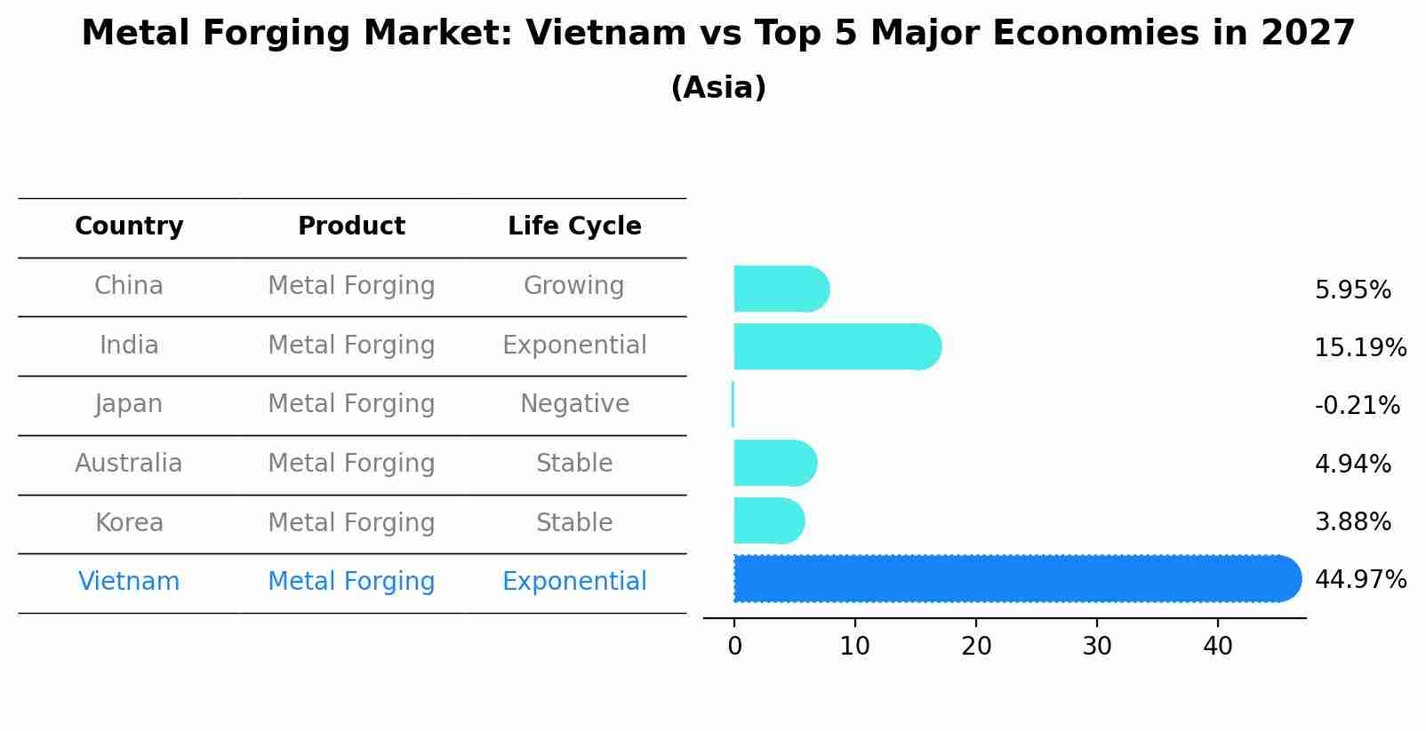 Metal Forging Market: Vietnam vs Top 5 Major Economies in 2027 (Asia)